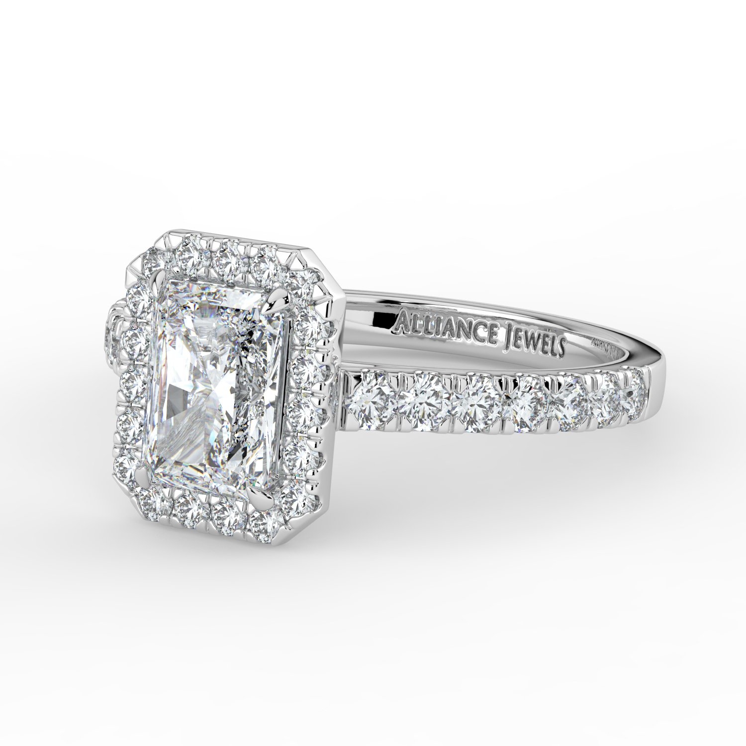 Radiant Classic Halo Engagement Ring