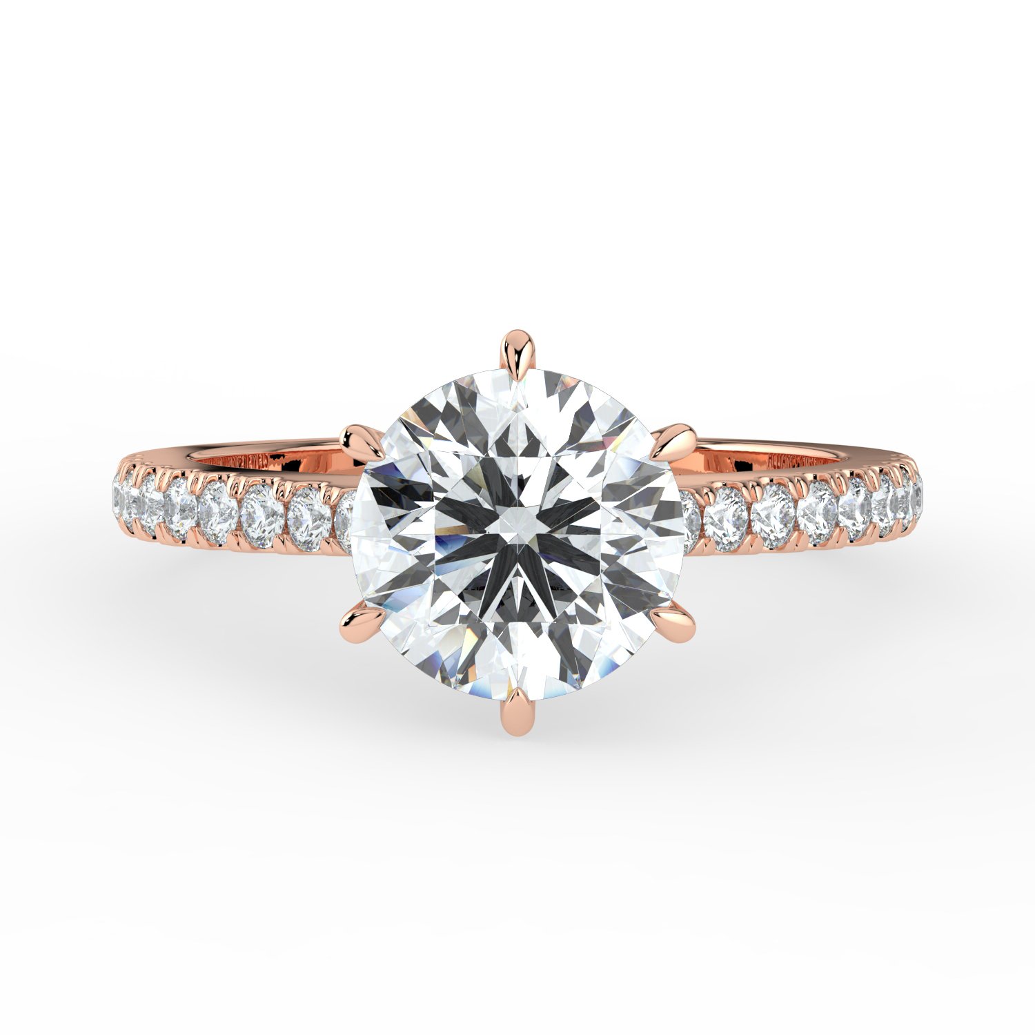 6 Prong Round Tulip Engagement Ring