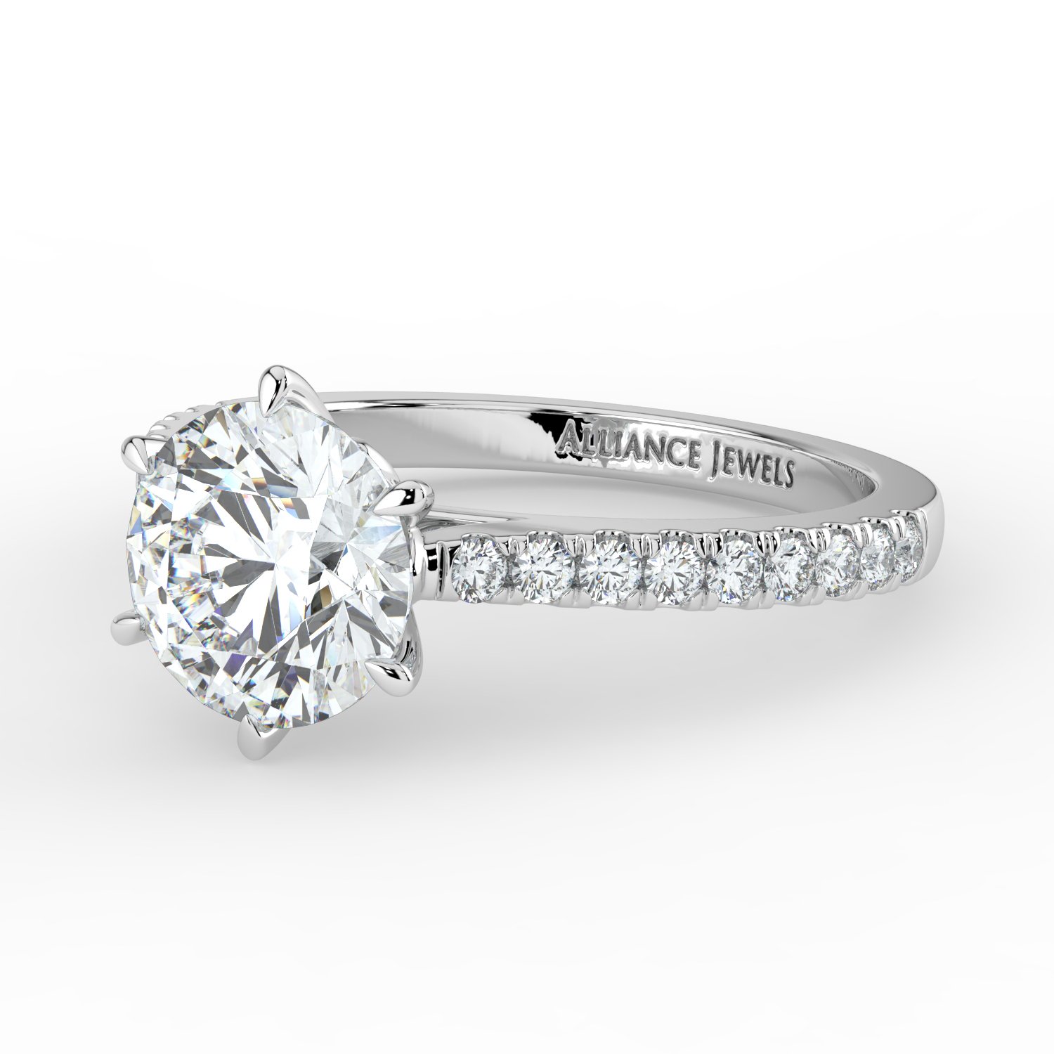 6 Prong Round Tulip Engagement Ring