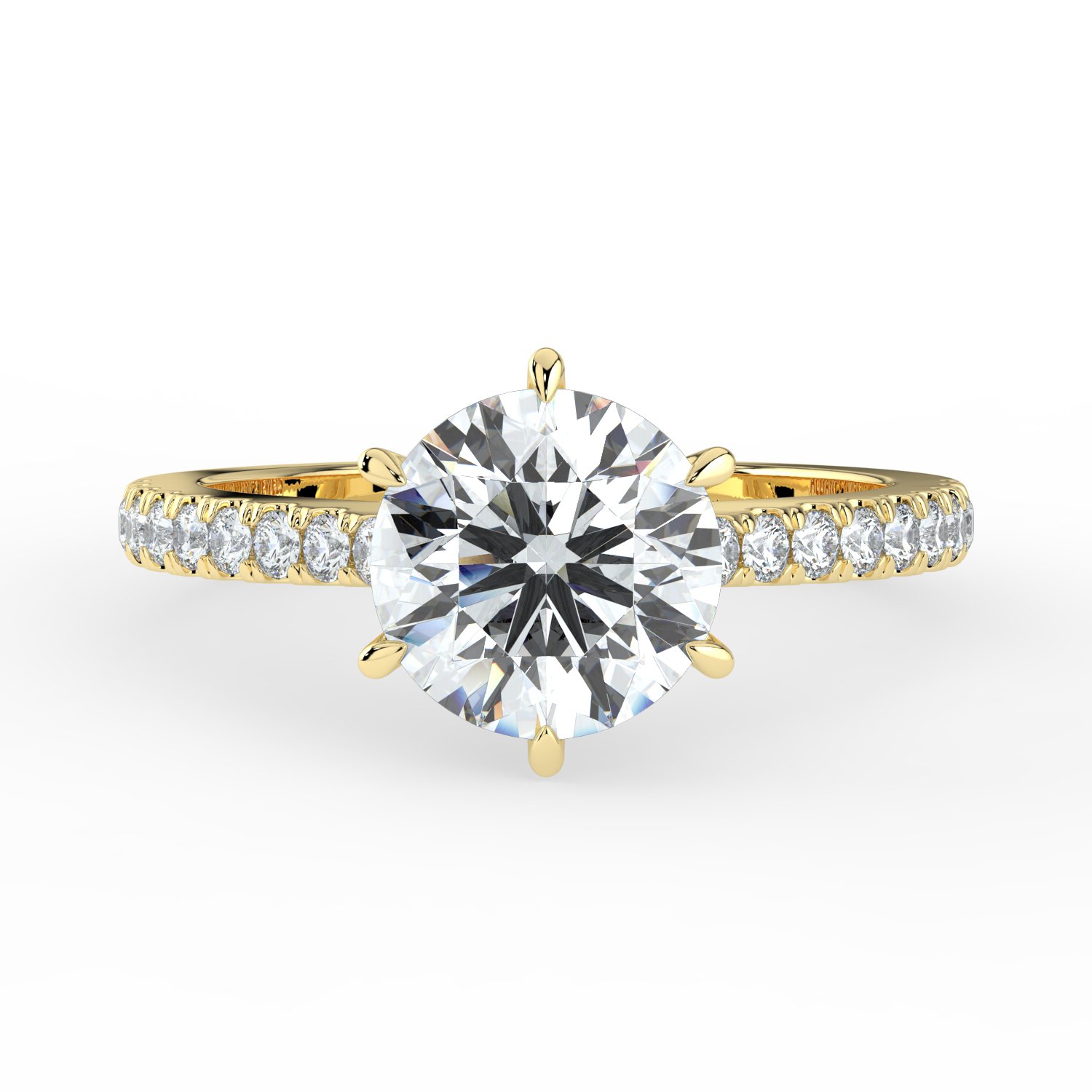 6 Prong Round Tulip Engagement Ring