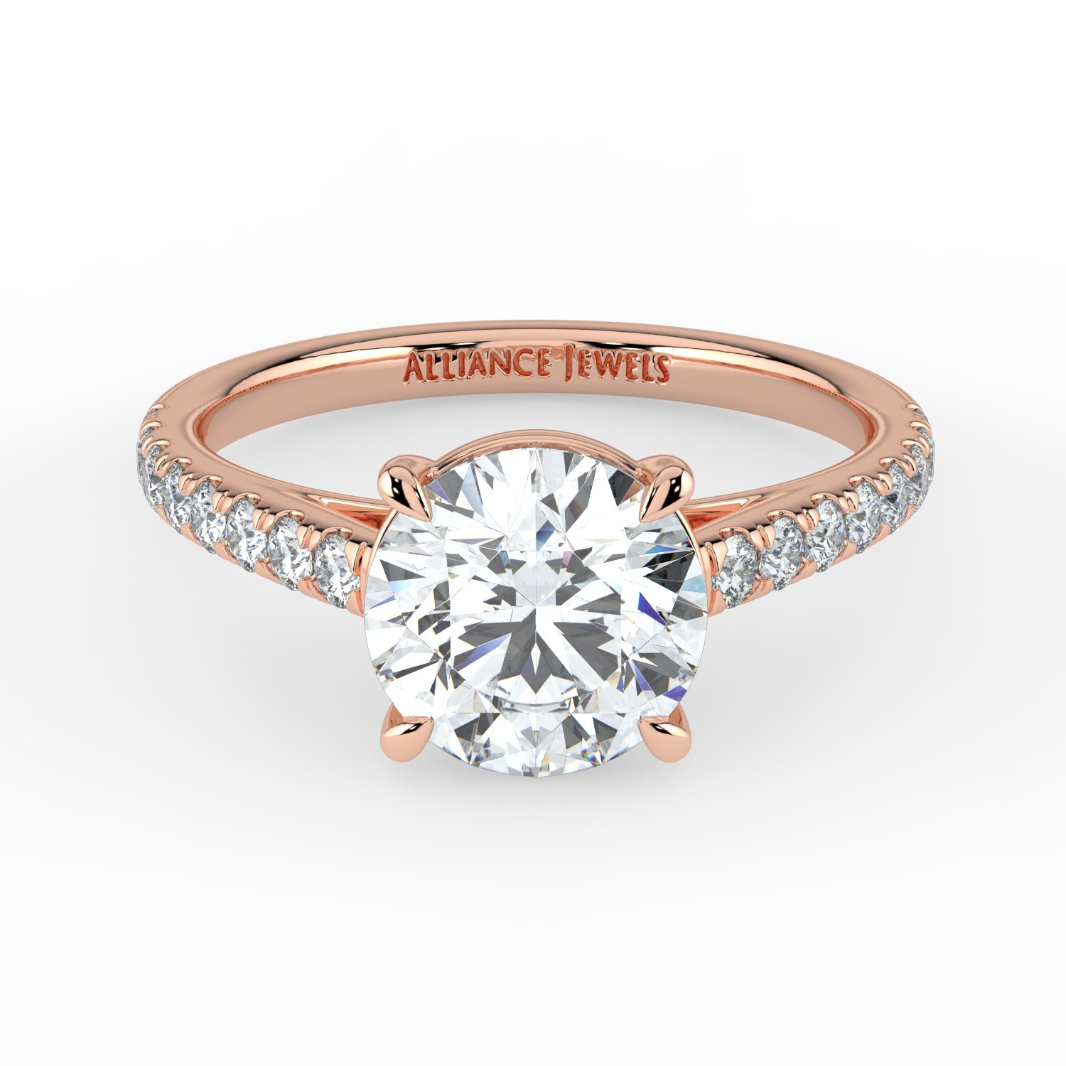 Round Cathedral Engagement Ring