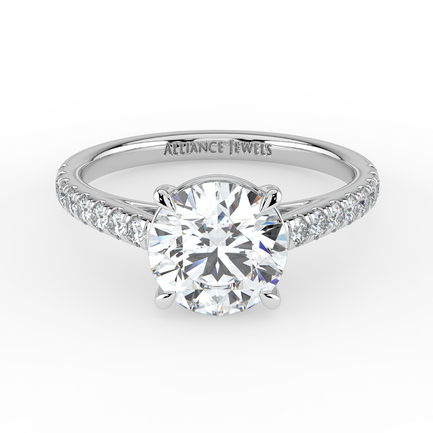 Round Cathedral Engagement Ring