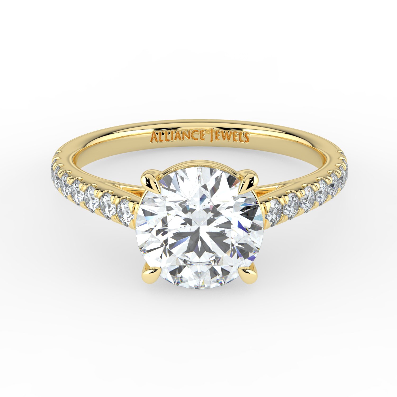 Round Cathedral Engagement Ring