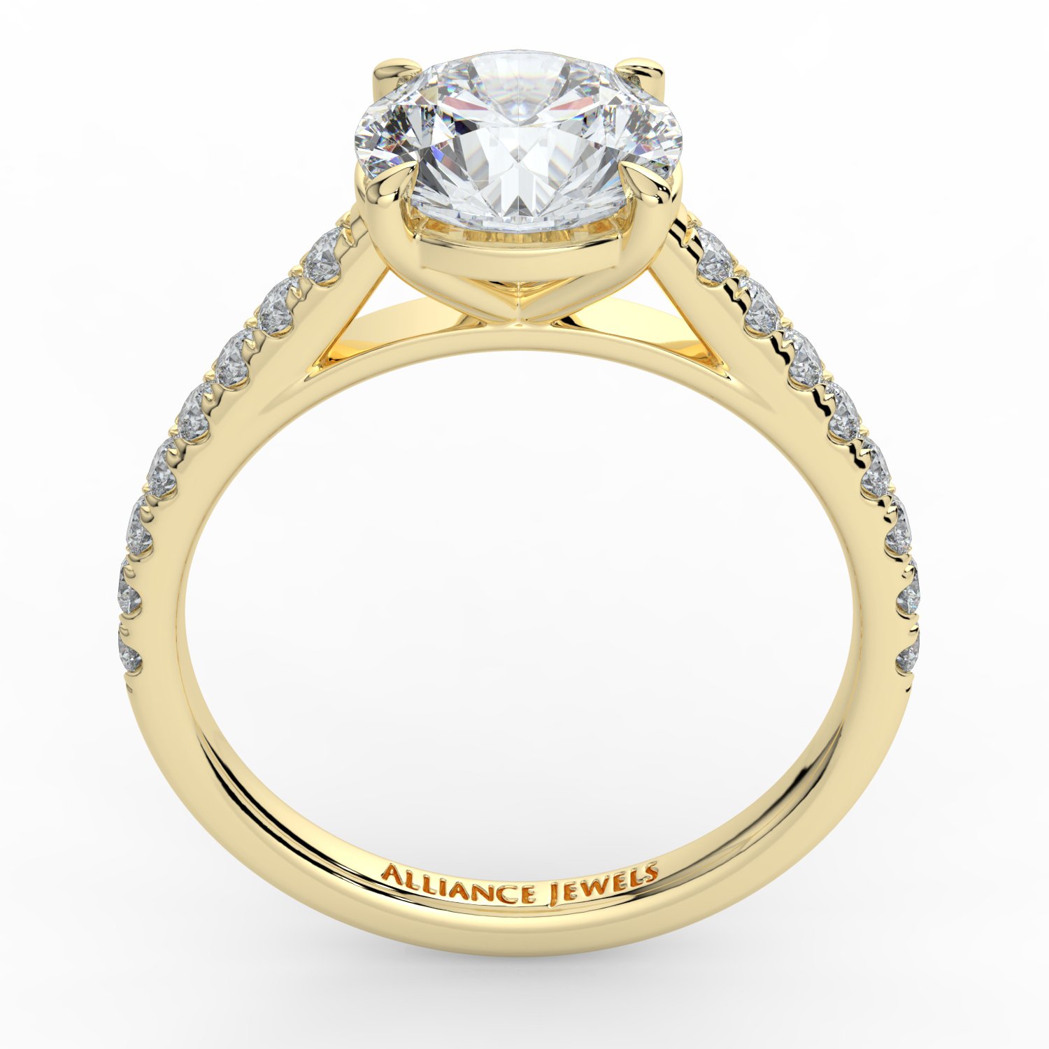 Round Cathedral Engagement Ring