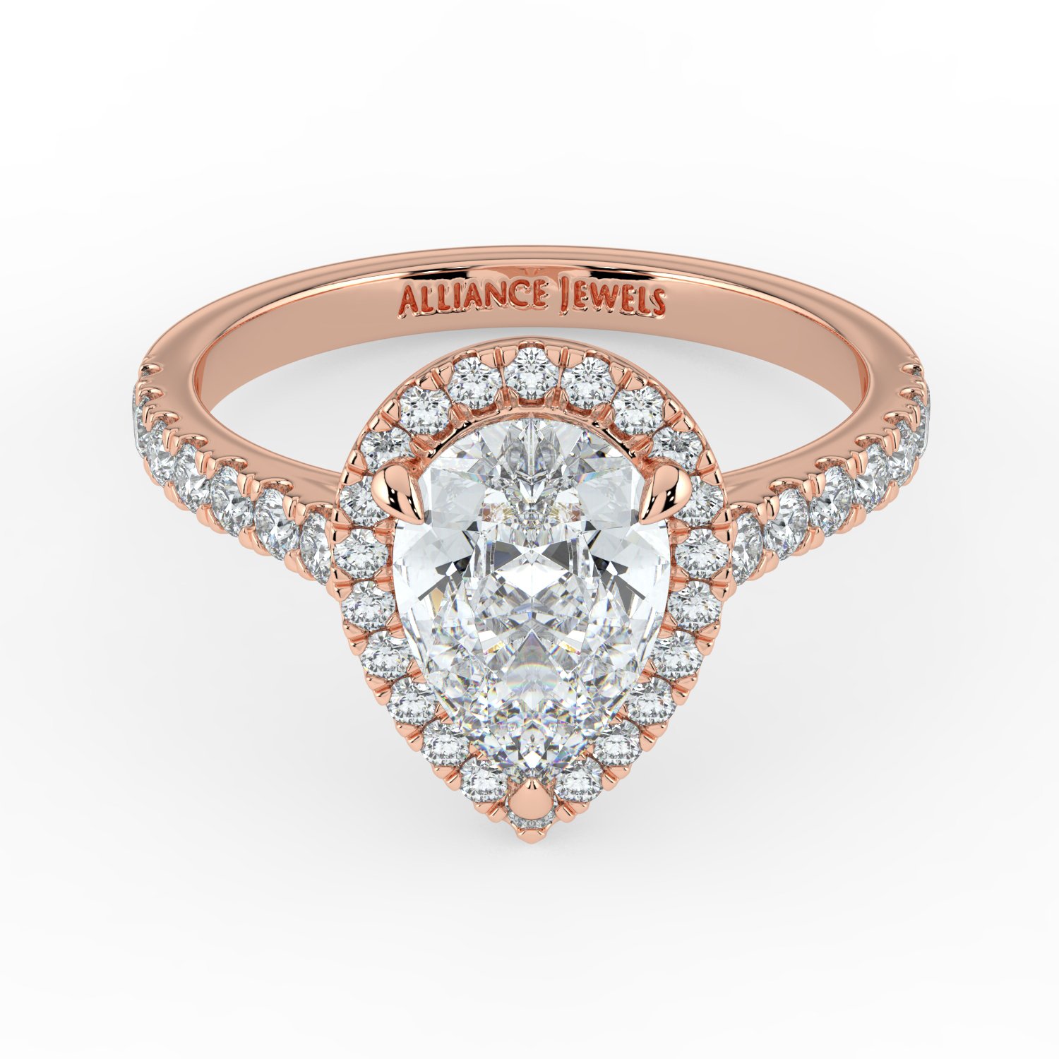 Pear Classic Halo Engagement Ring