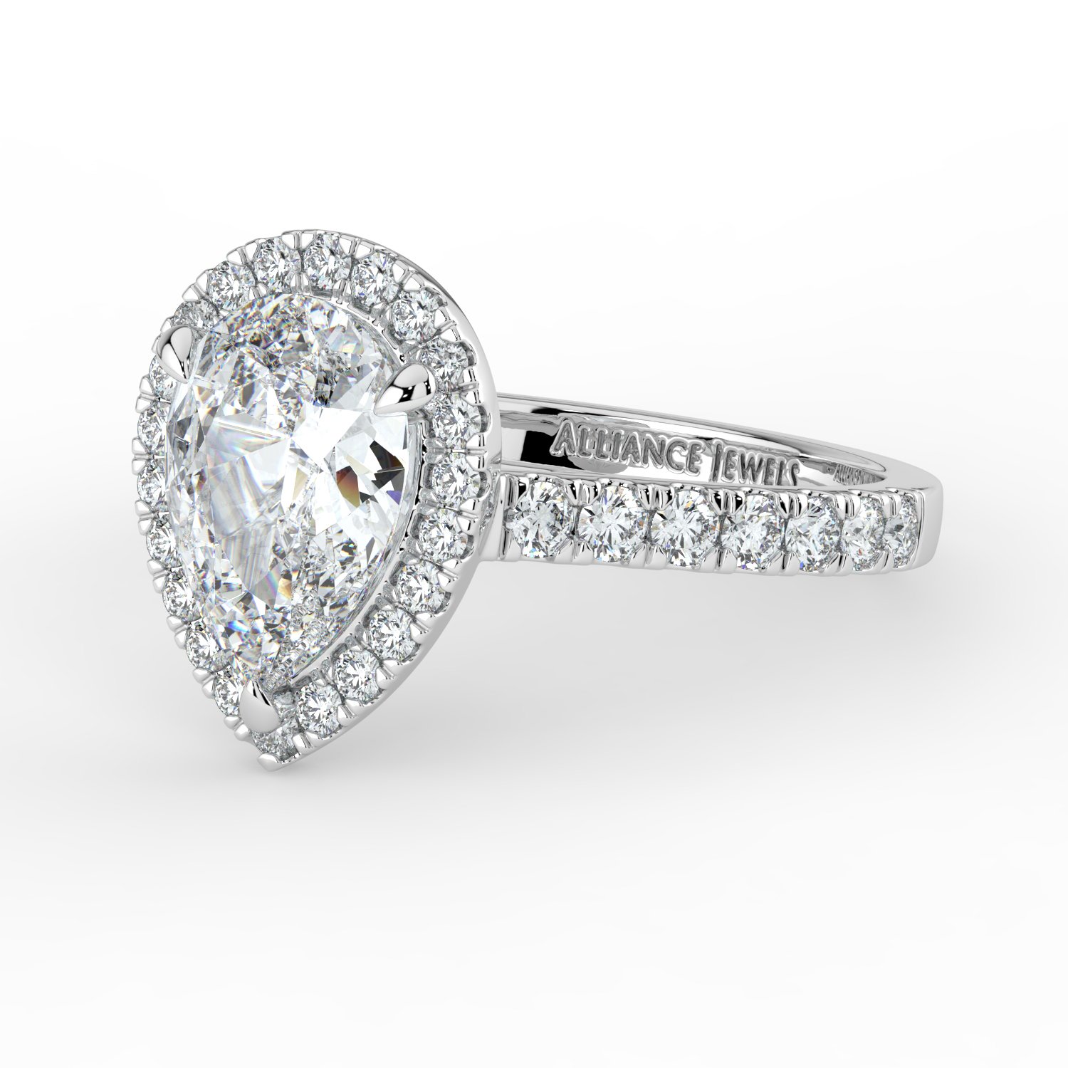 Pear Classic Halo Engagement Ring