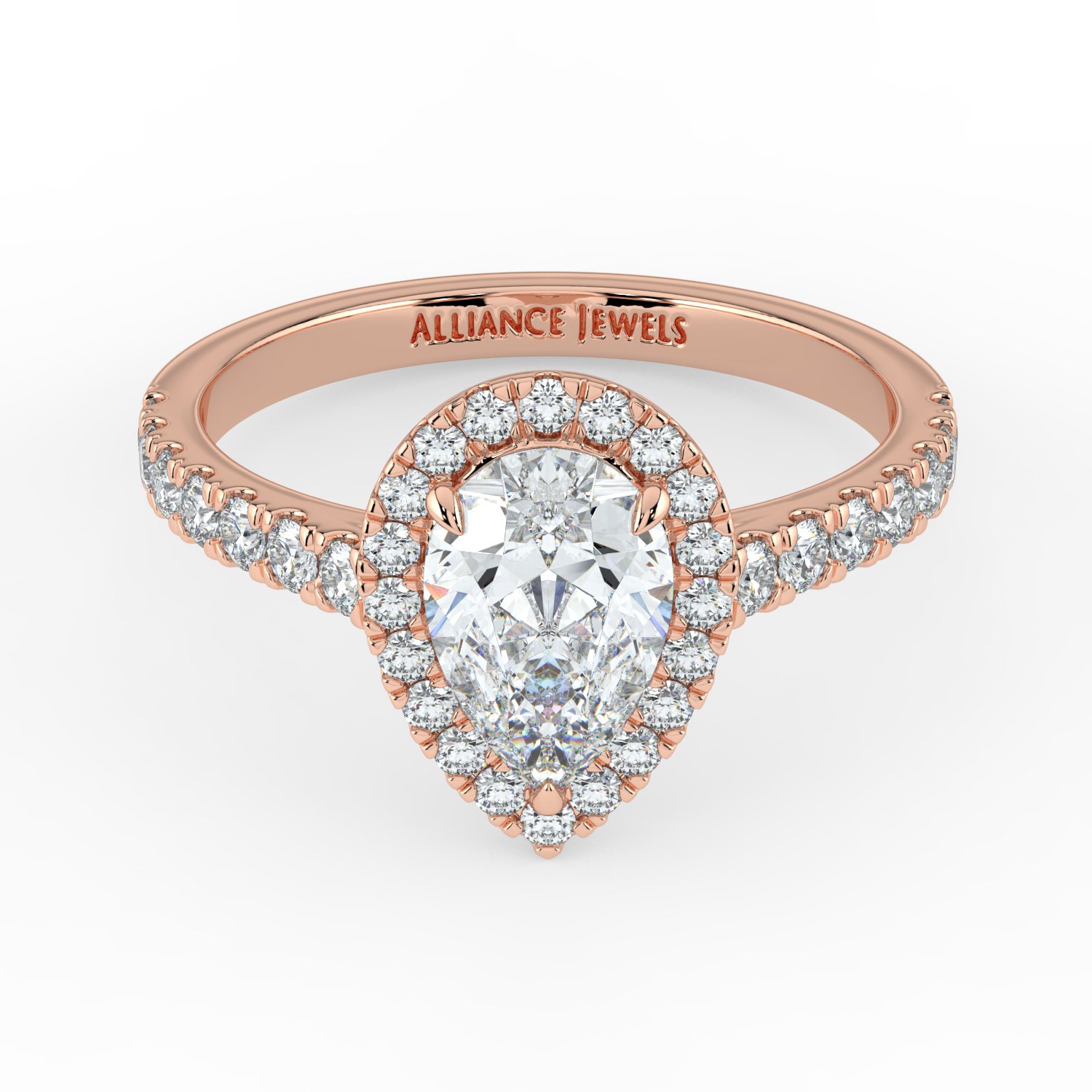 Pear Classic Halo Engagement Ring