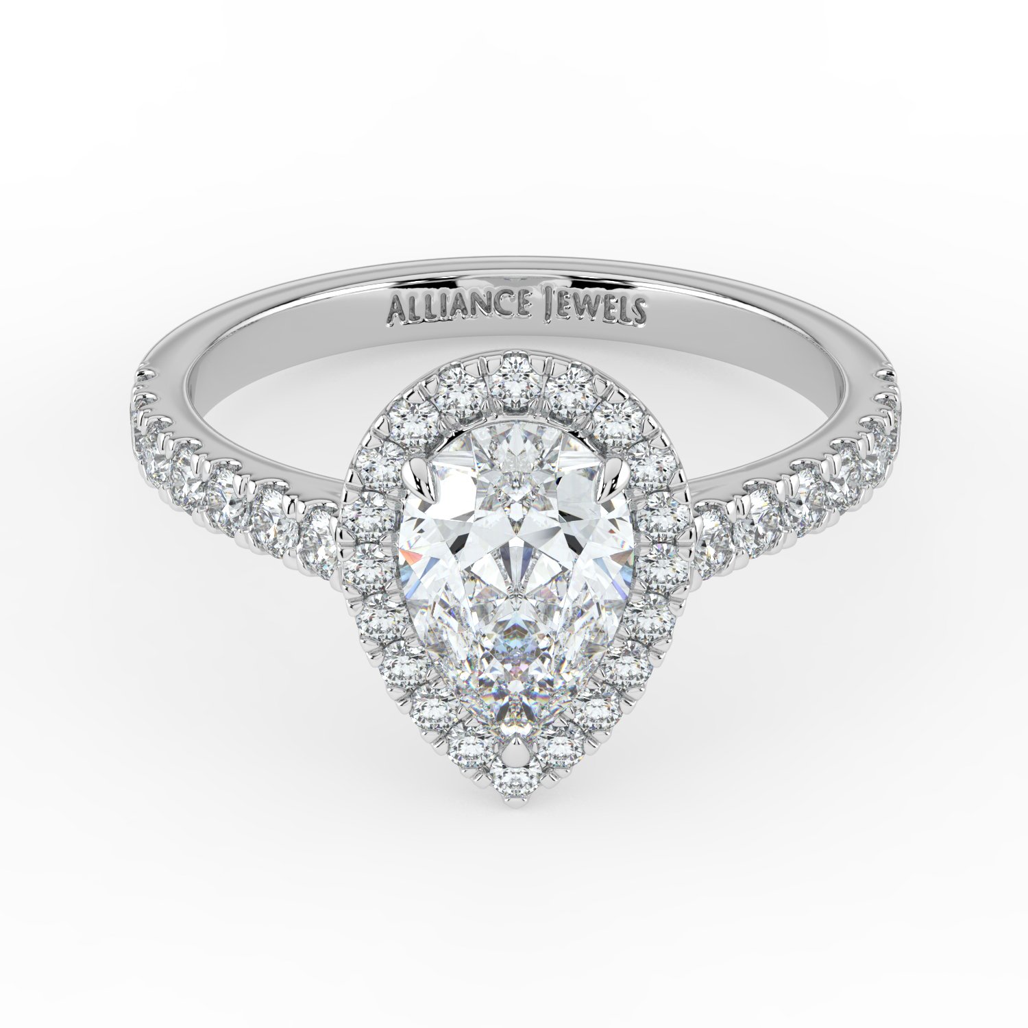 Pear Classic Halo Engagement Ring