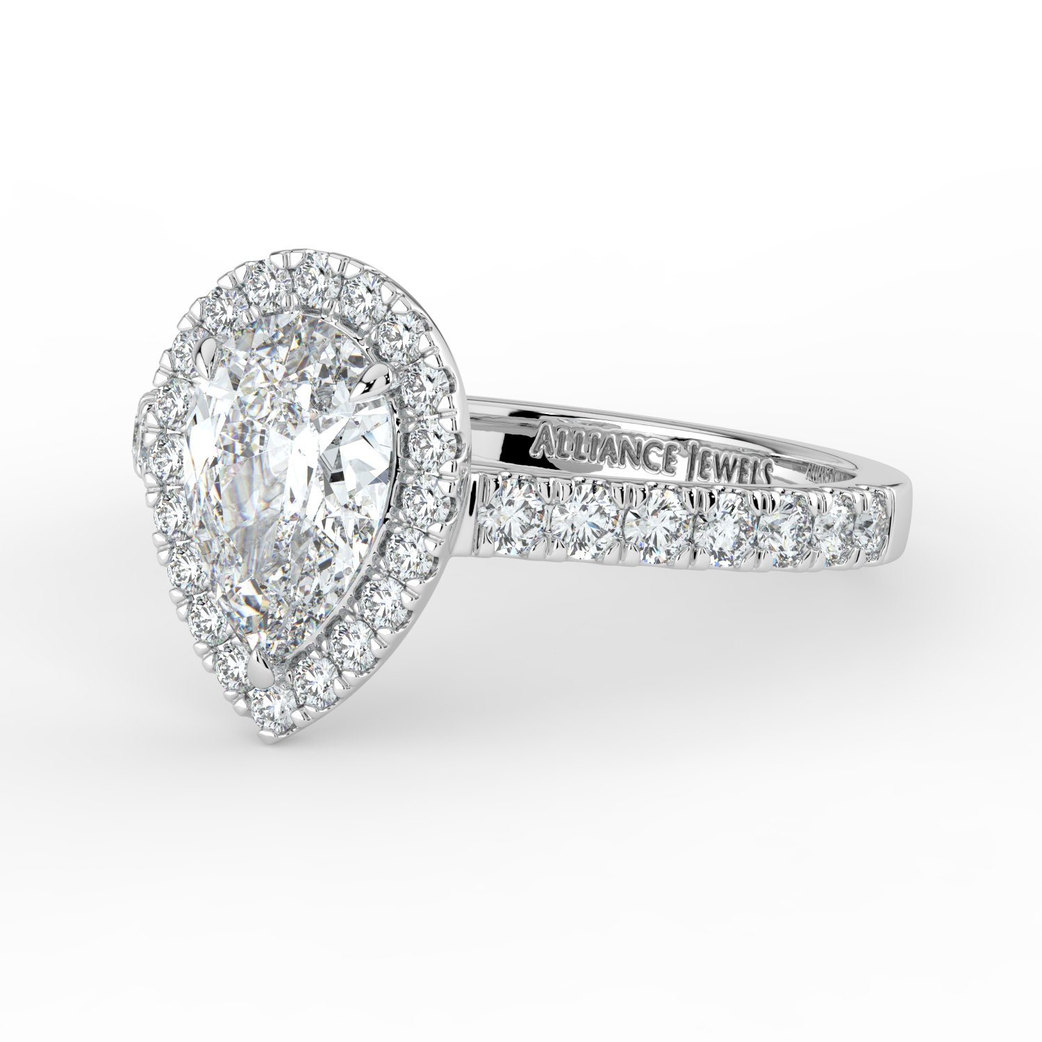 Pear Classic Halo Engagement Ring