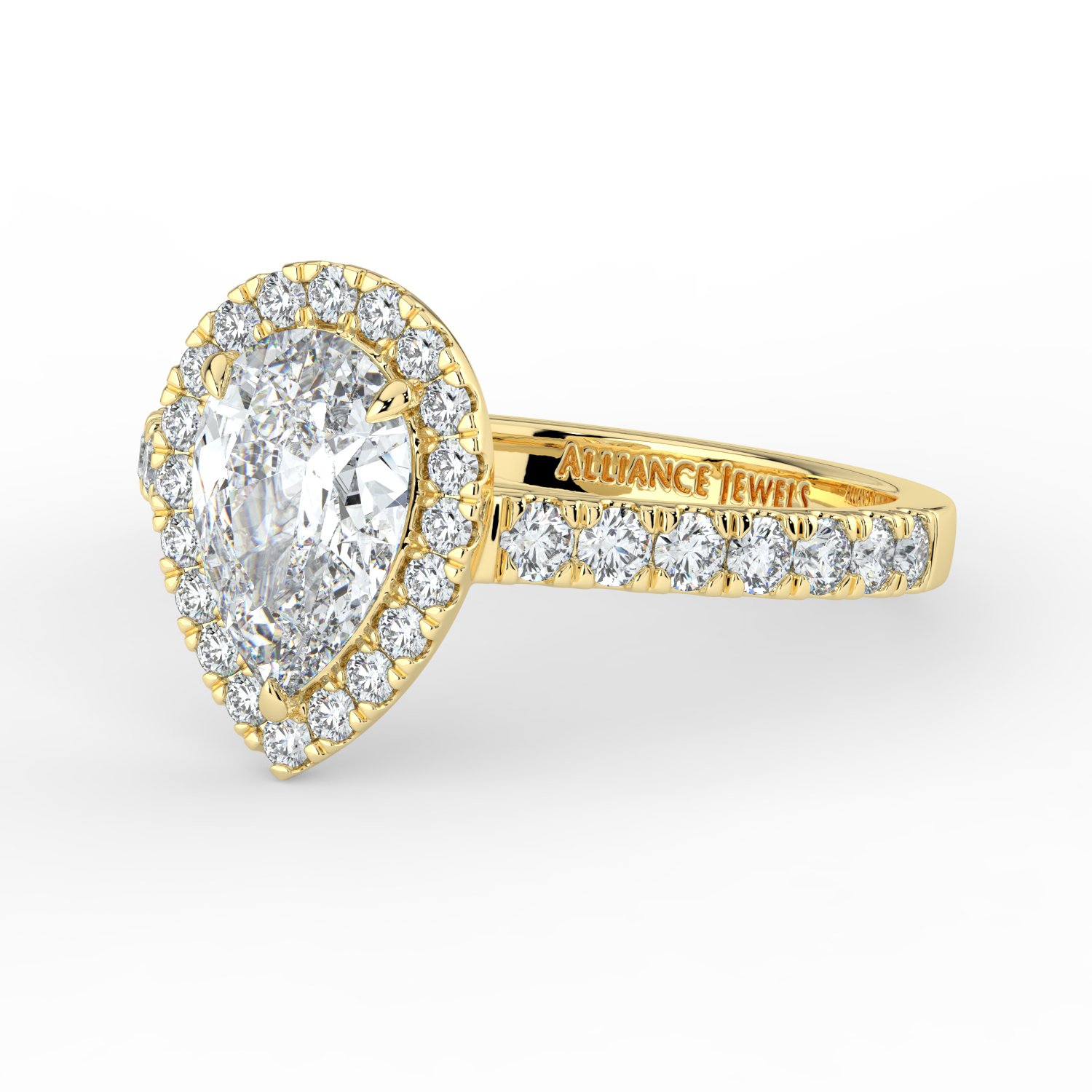 Pear Classic Halo Engagement Ring