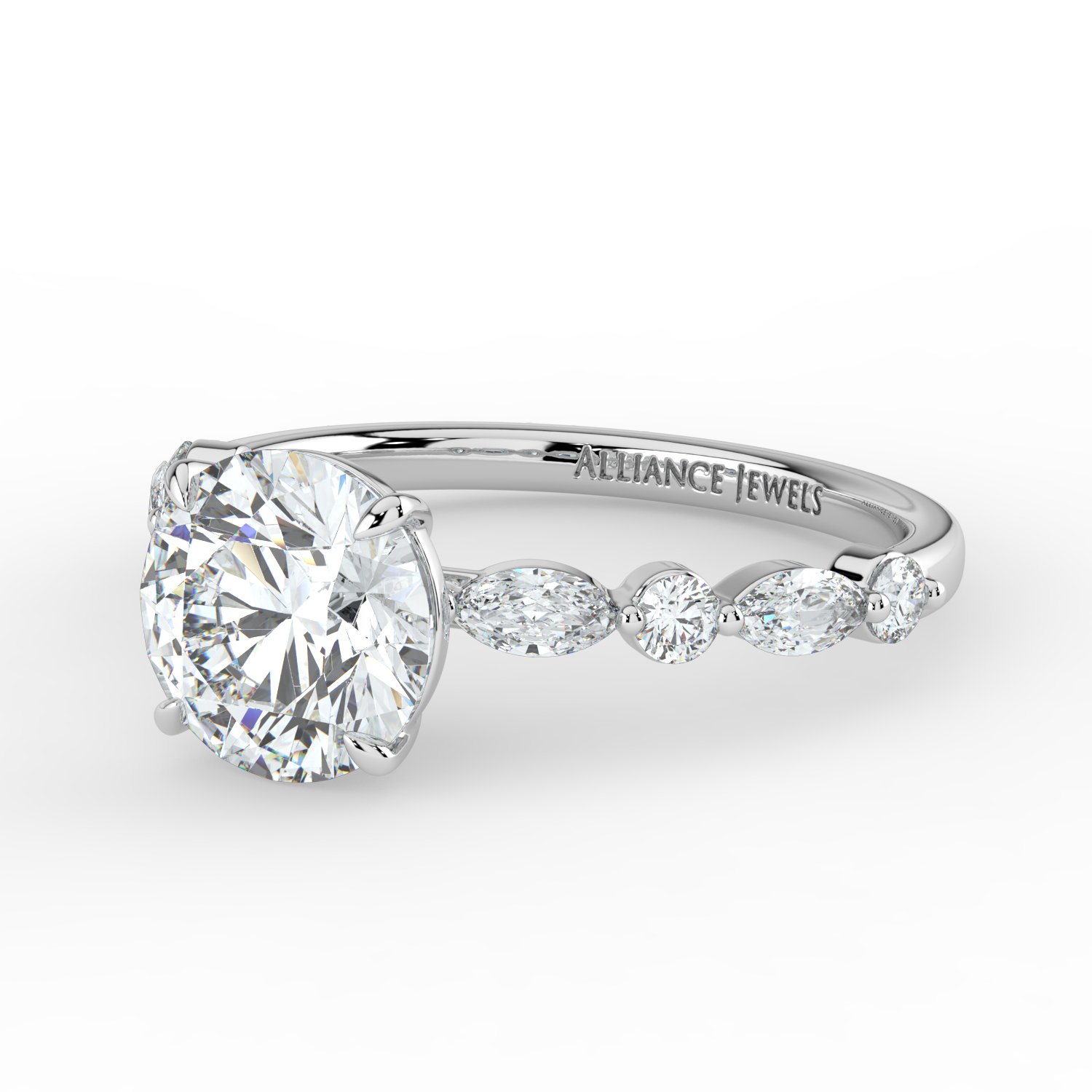 Round - Marquise Round Band Engagment Ring