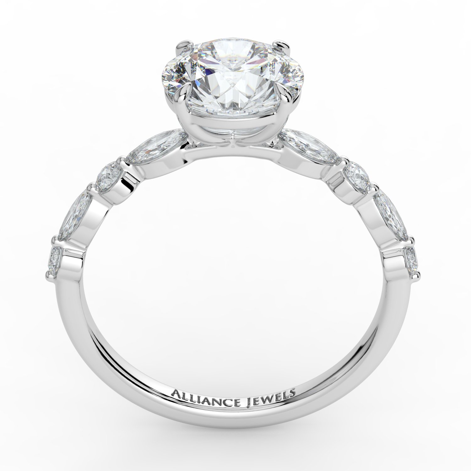 Round - Marquise Round Band Engagment Ring