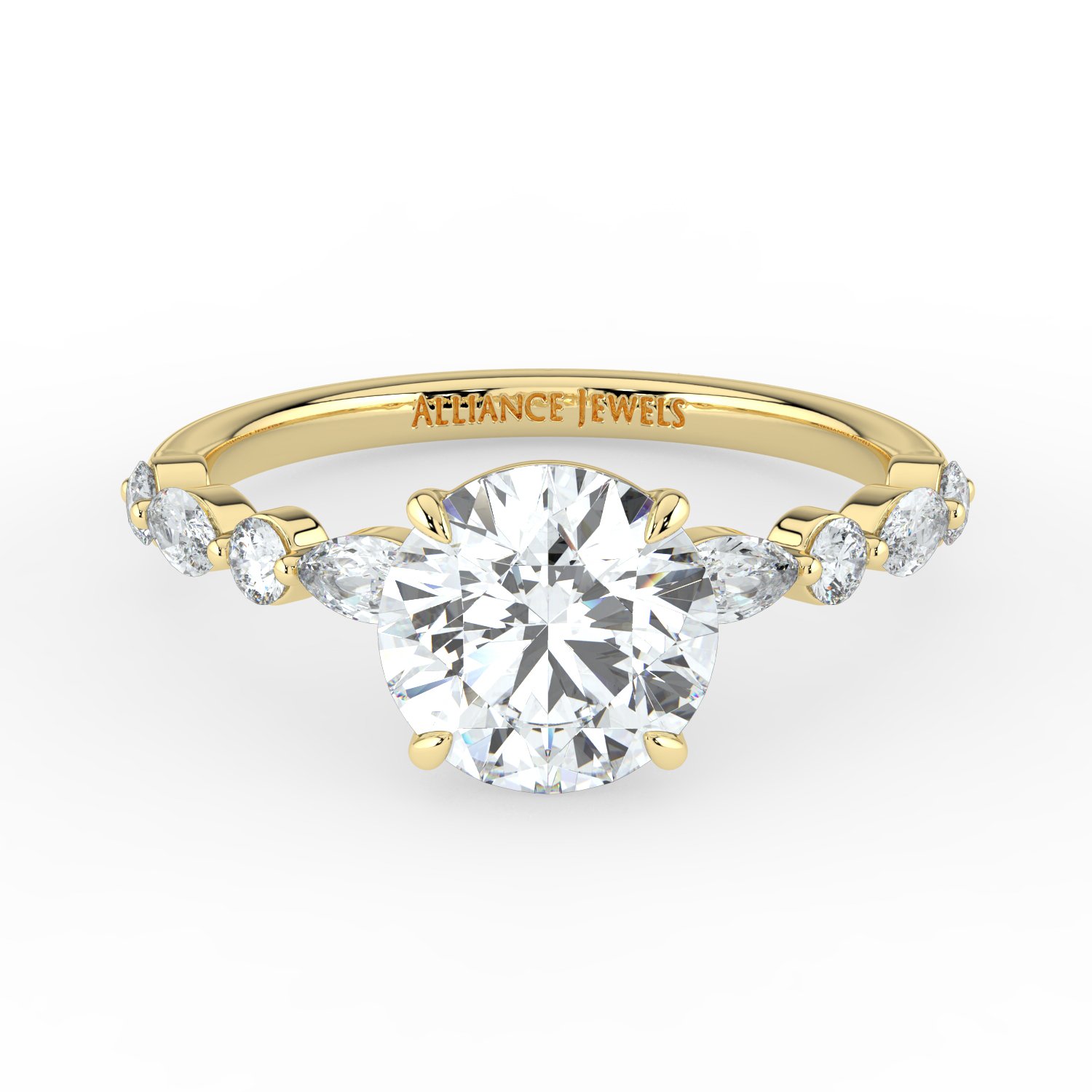 Round - Marquise Round Band Engagment Ring