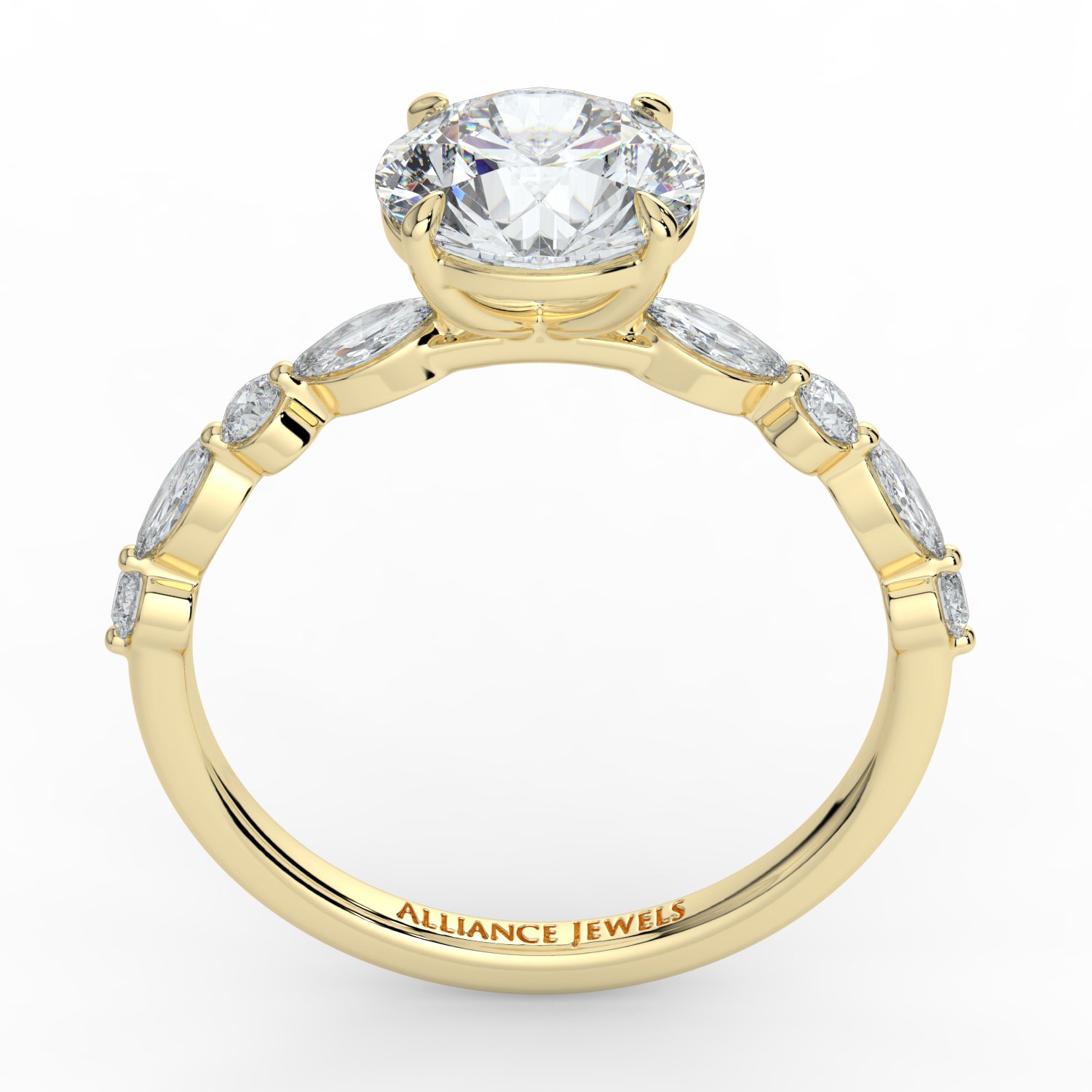 Round - Marquise Round Band Engagment Ring