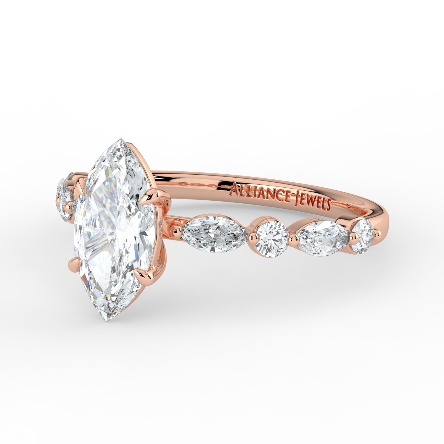 Marquise - Marquise Round Band Engagment Ring