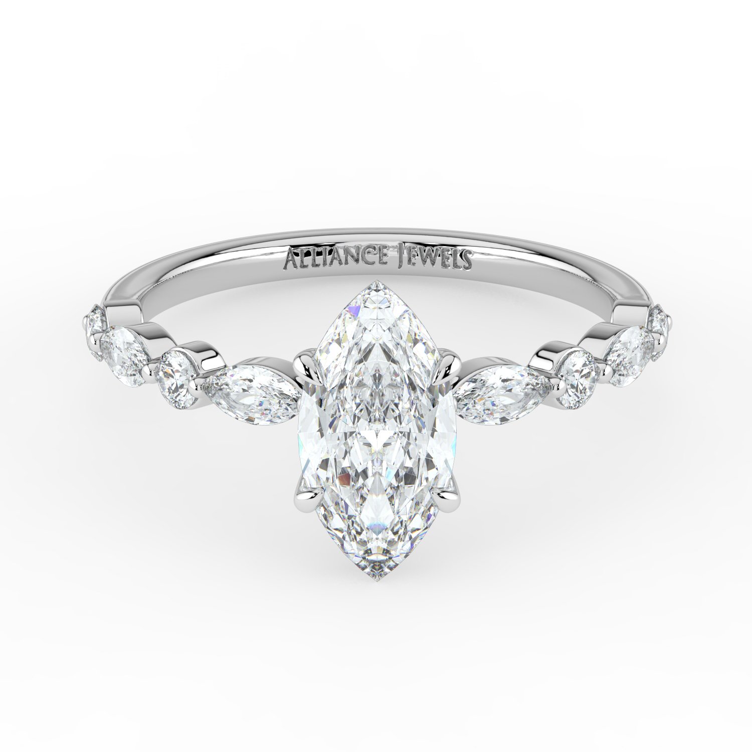 Marquise - Marquise Round Band Engagment Ring