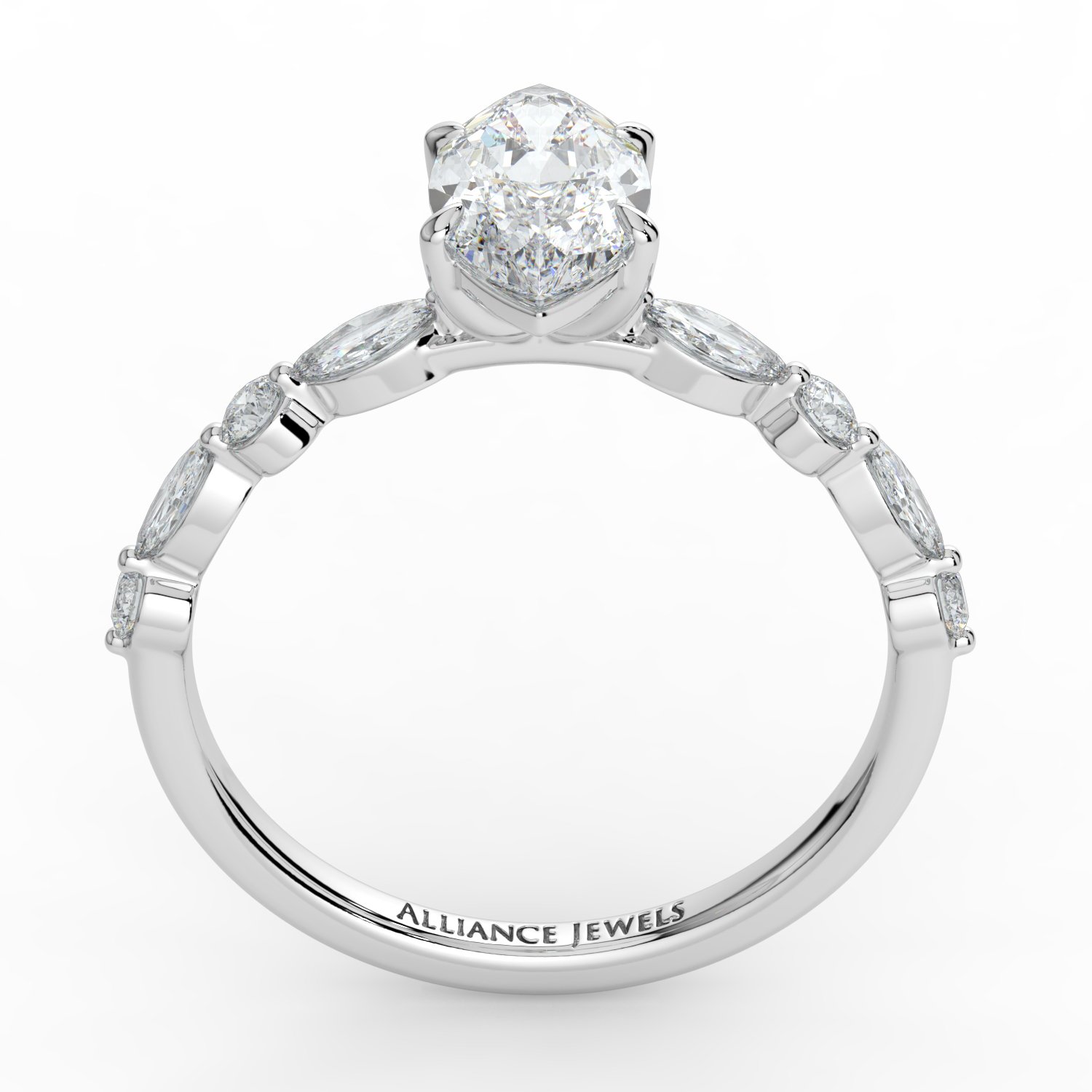 Marquise - Marquise Round Band Engagment Ring