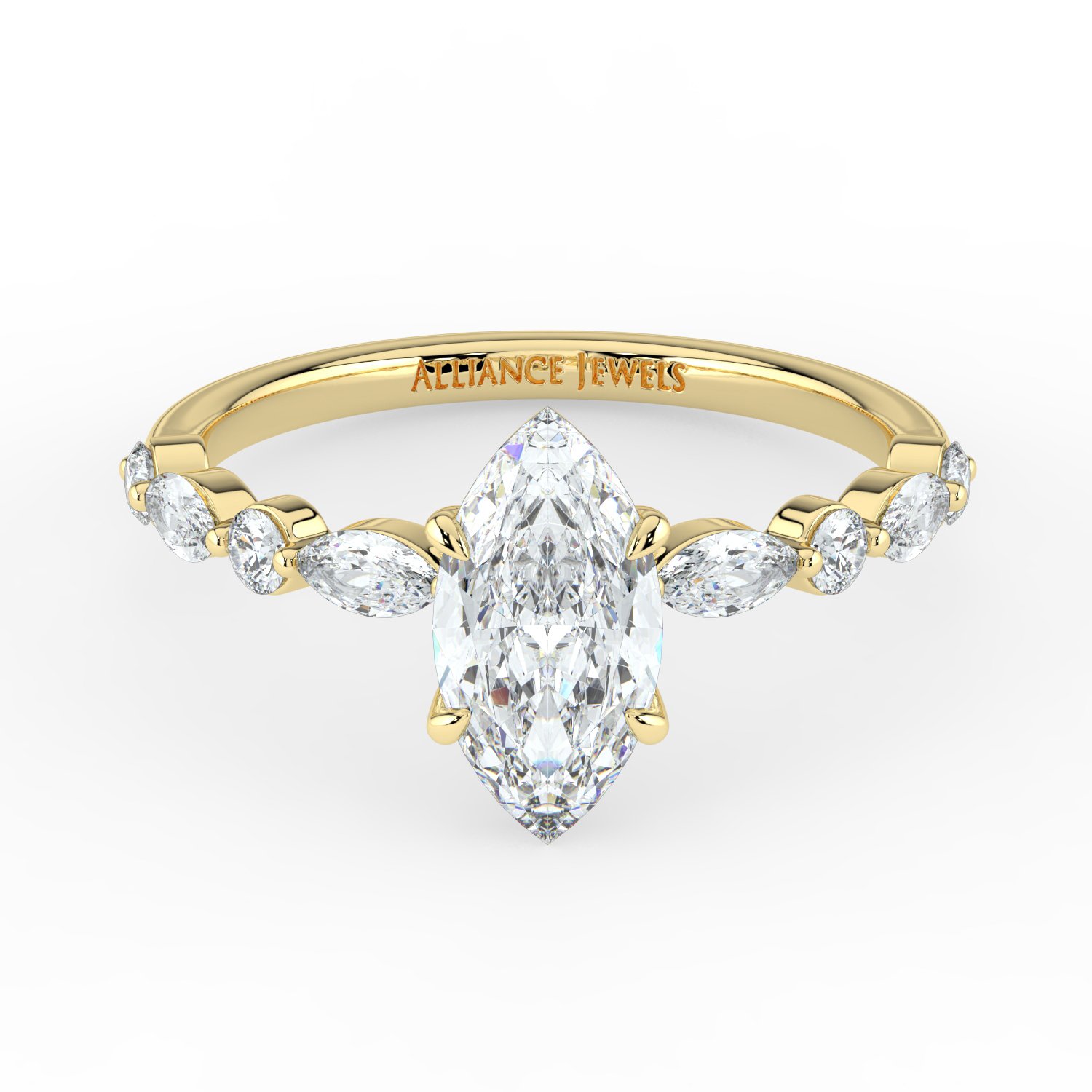 Marquise - Marquise Round Band Engagment Ring