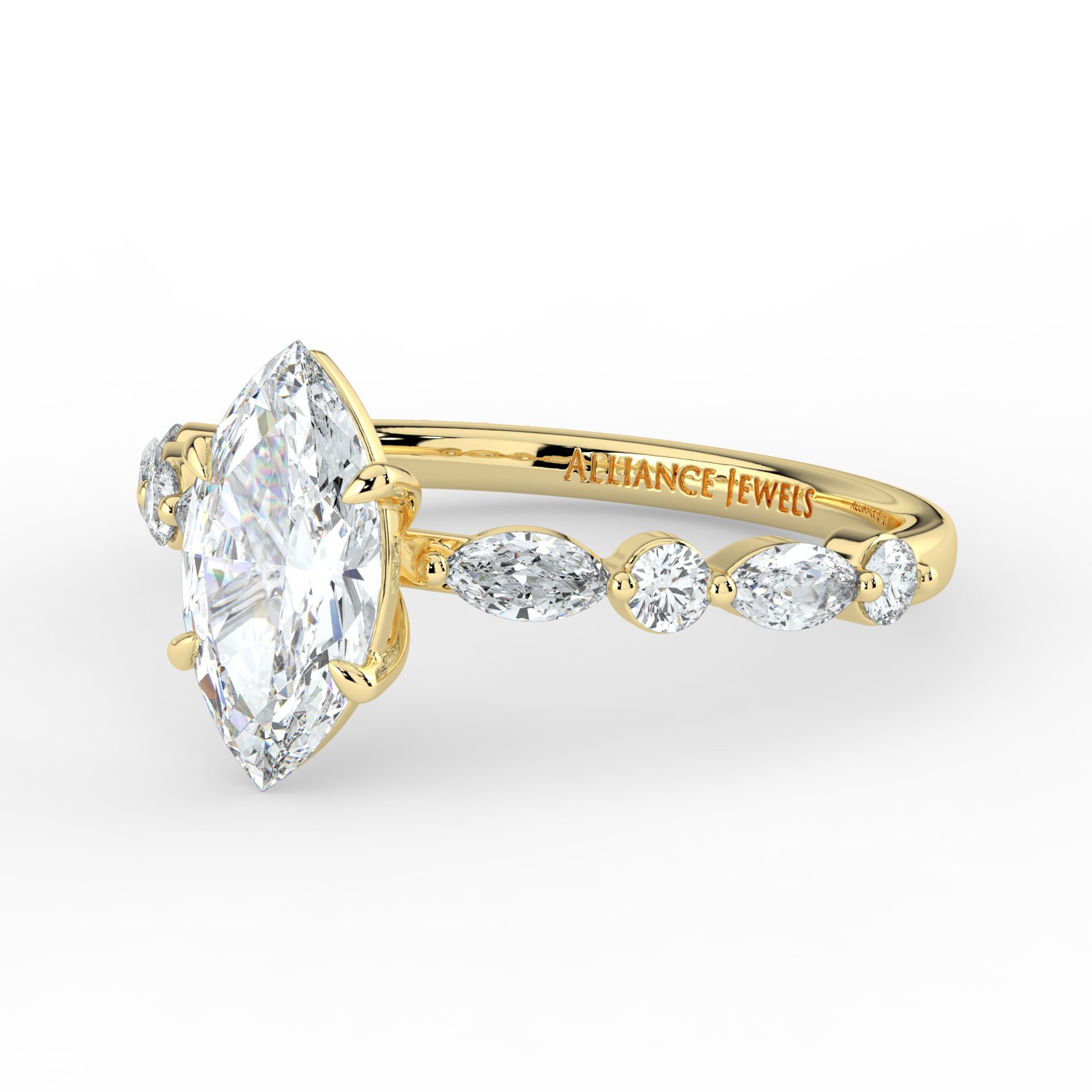 Marquise - Marquise Round Band Engagment Ring