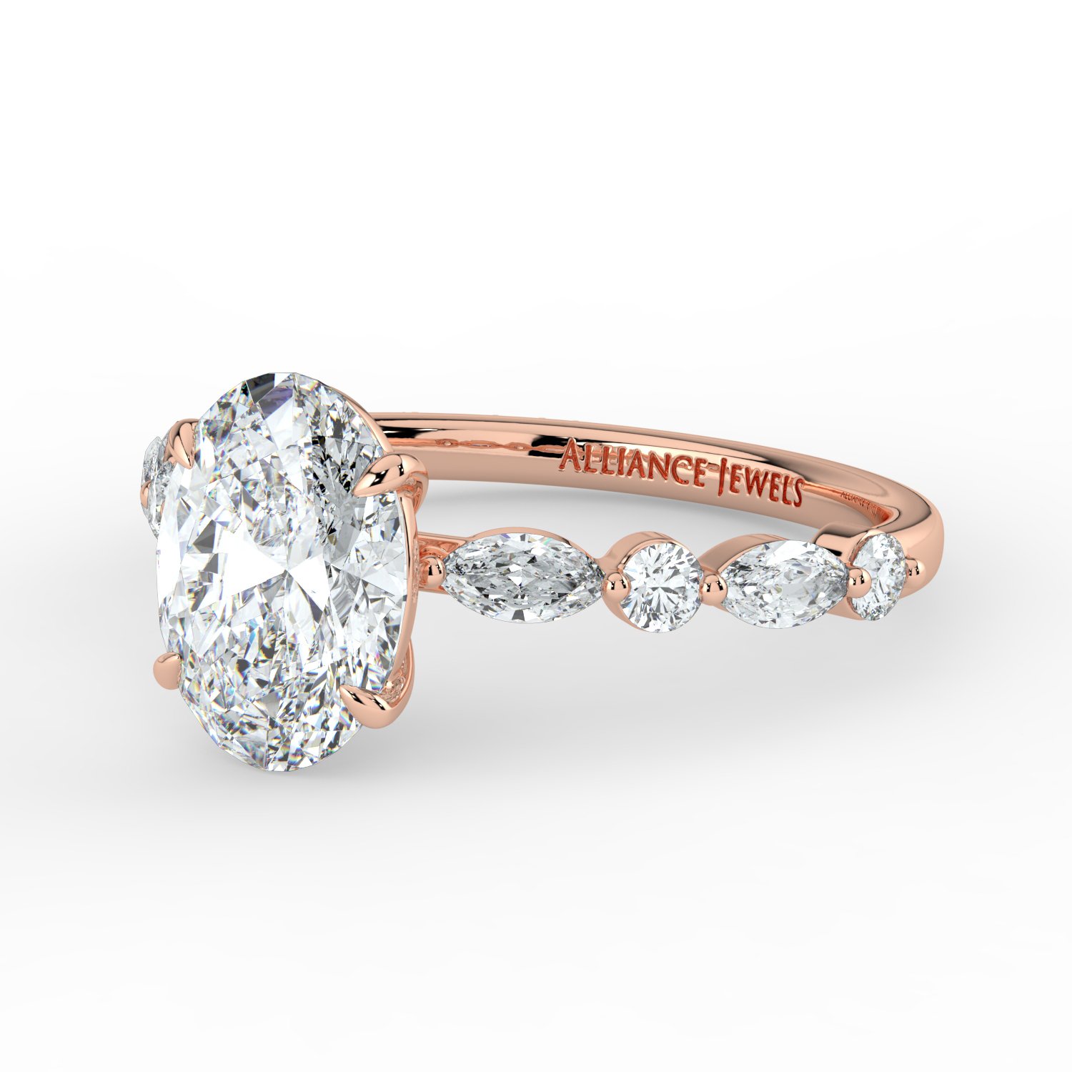 Oval - Marquise Round Band Engagment Ring