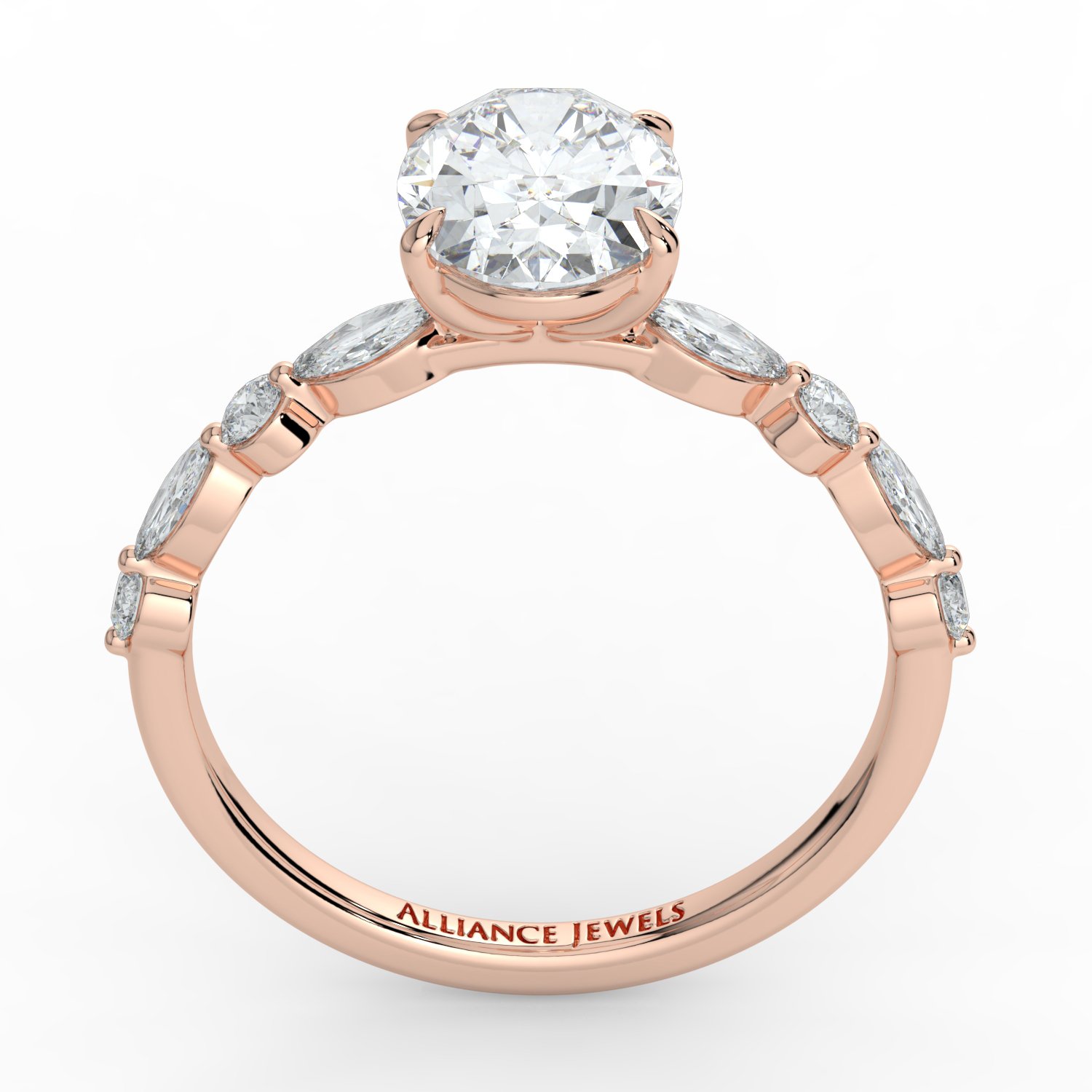 Oval - Marquise Round Band Engagment Ring