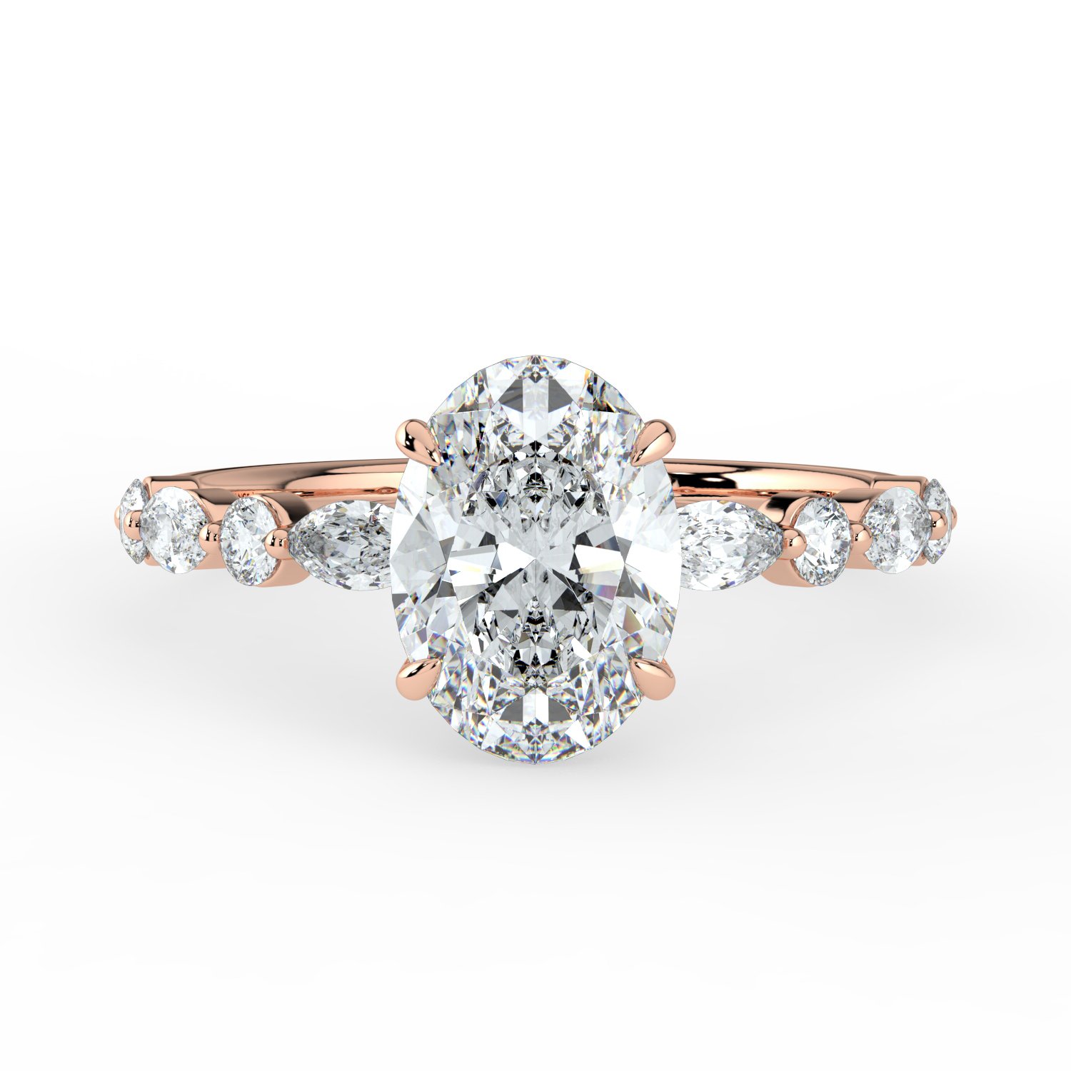 Oval - Marquise Round Band Engagment Ring