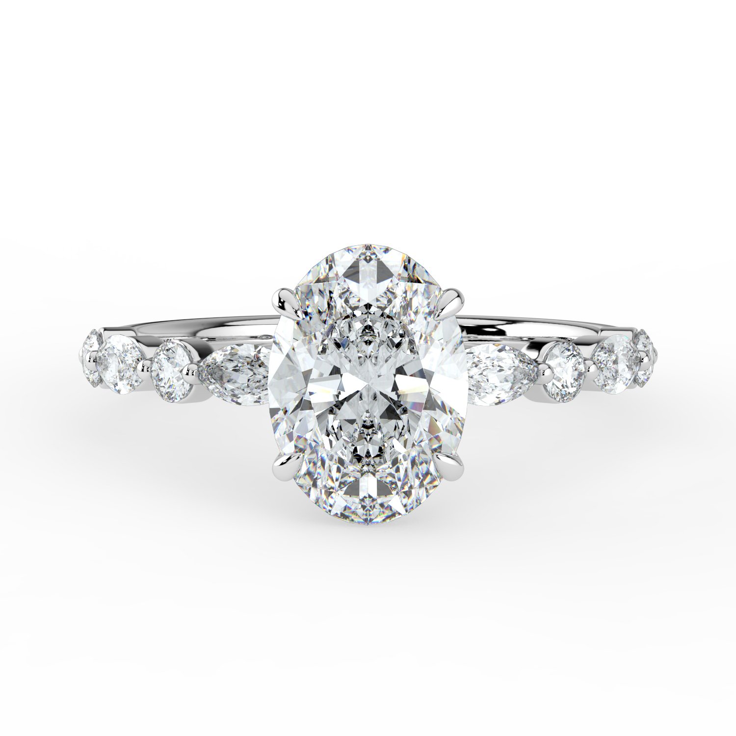 Oval - Marquise Round Band Engagment Ring