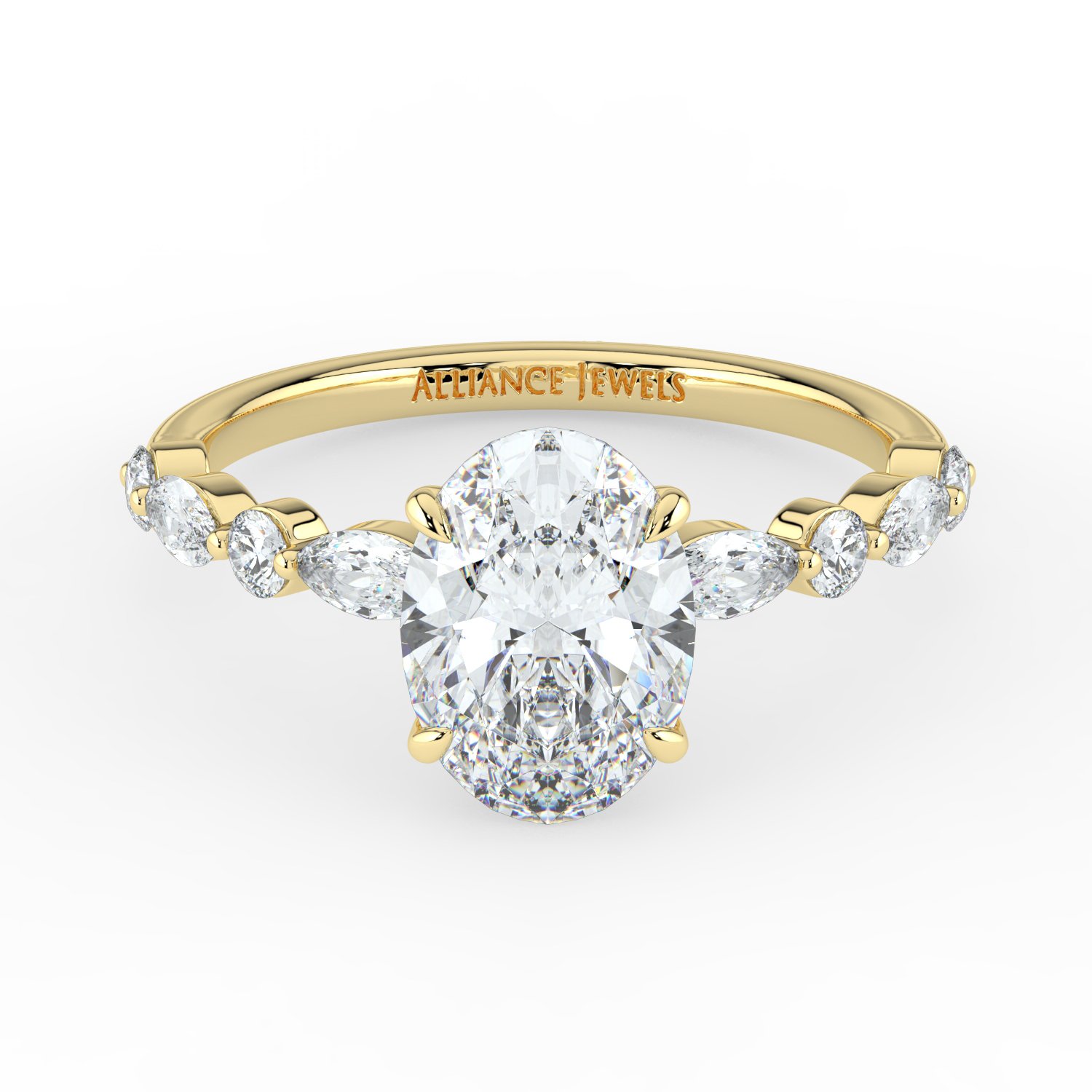 Oval - Marquise Round Band Engagment Ring