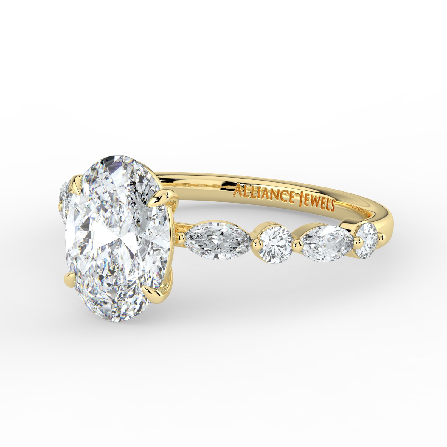 Oval - Marquise Round Band Engagment Ring