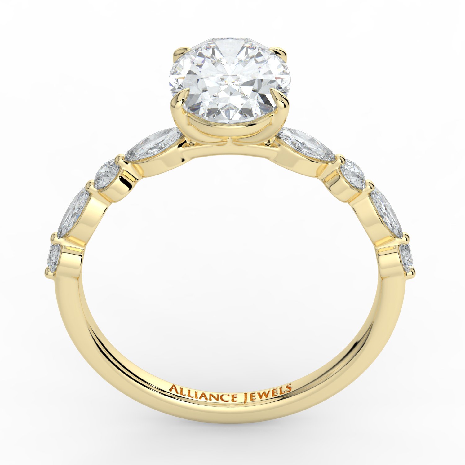 Oval - Marquise Round Band Engagment Ring