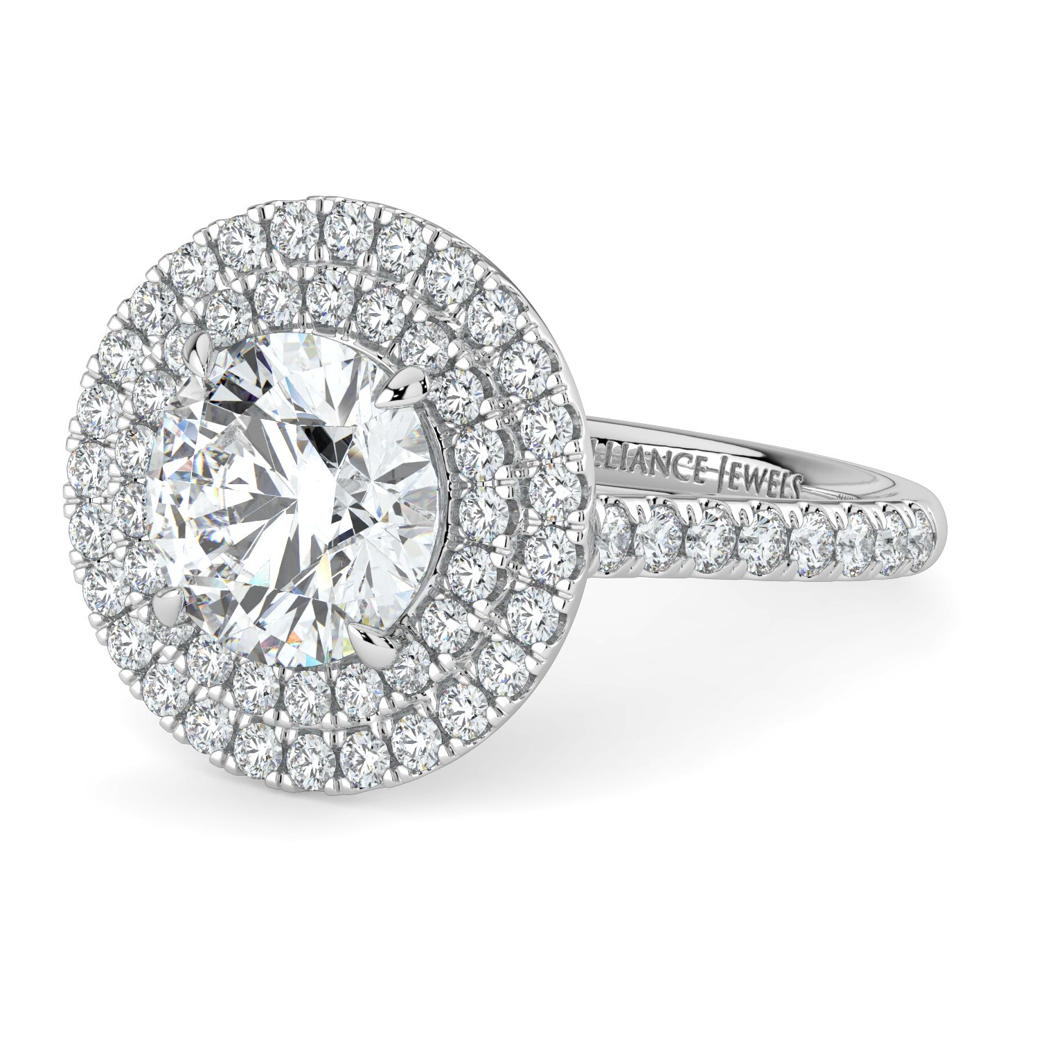 Round Double Halo Engagement Ring