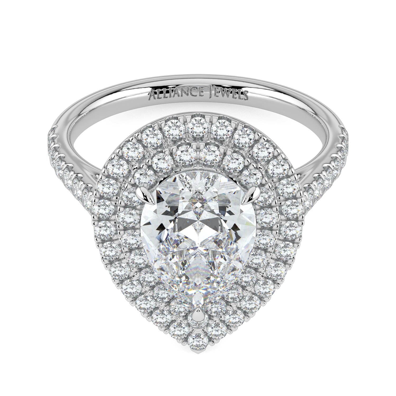 Pear Double Halo Engagement Ring