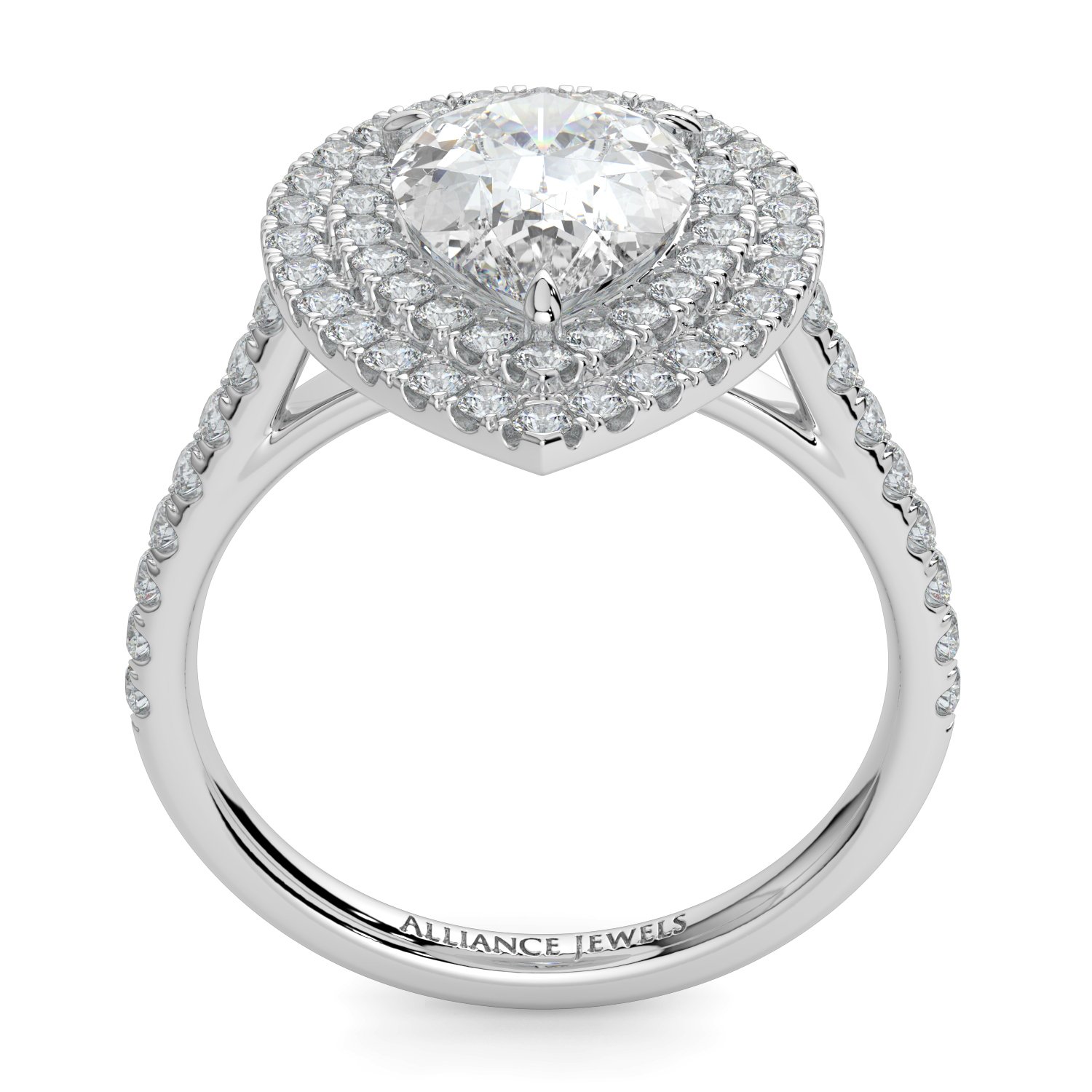 Pear Double Halo Engagement Ring