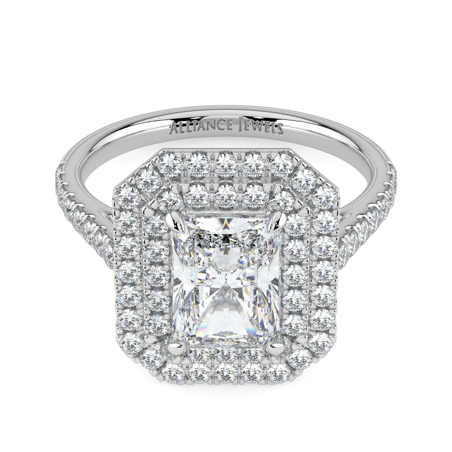 Radiant Double Halo Engagement Ring