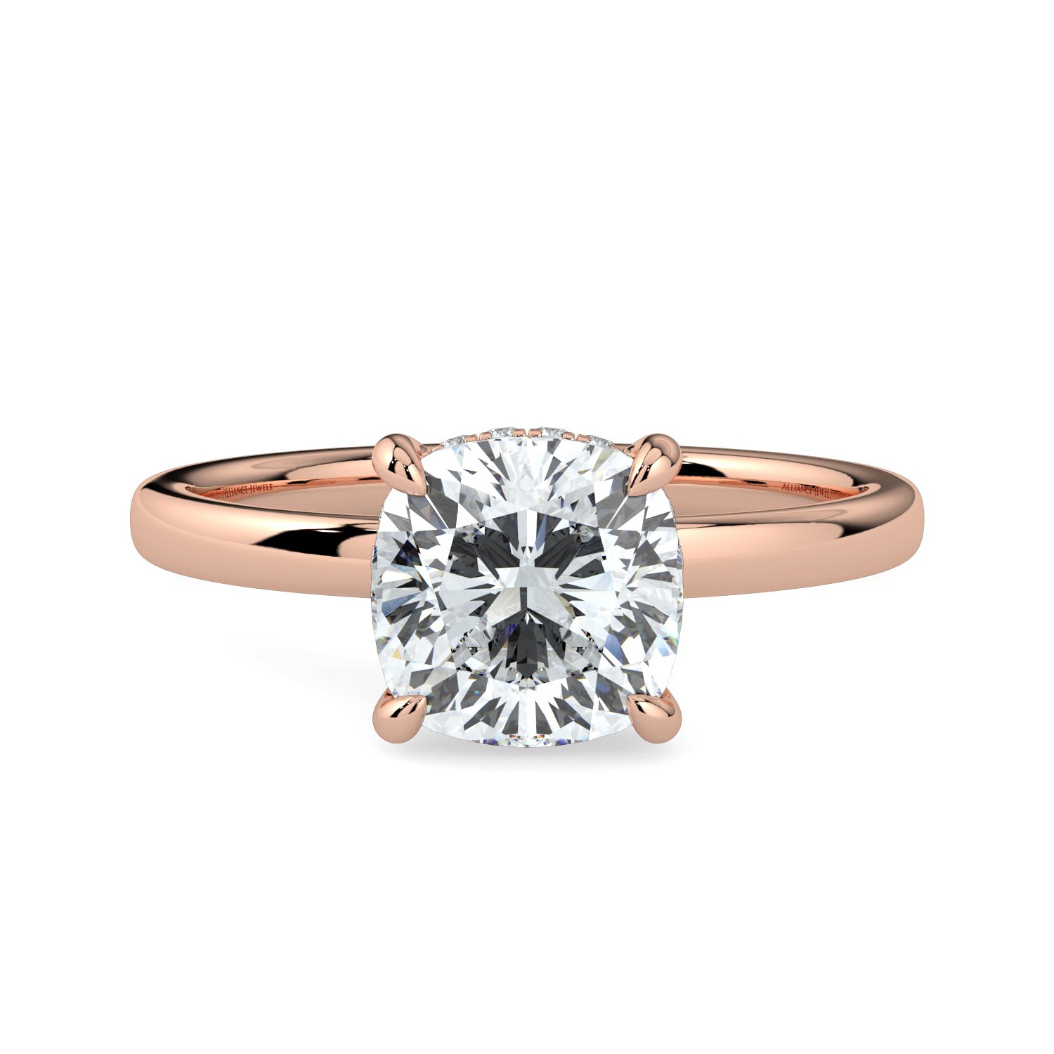 Cushion Hidden Halo Engagement Ring