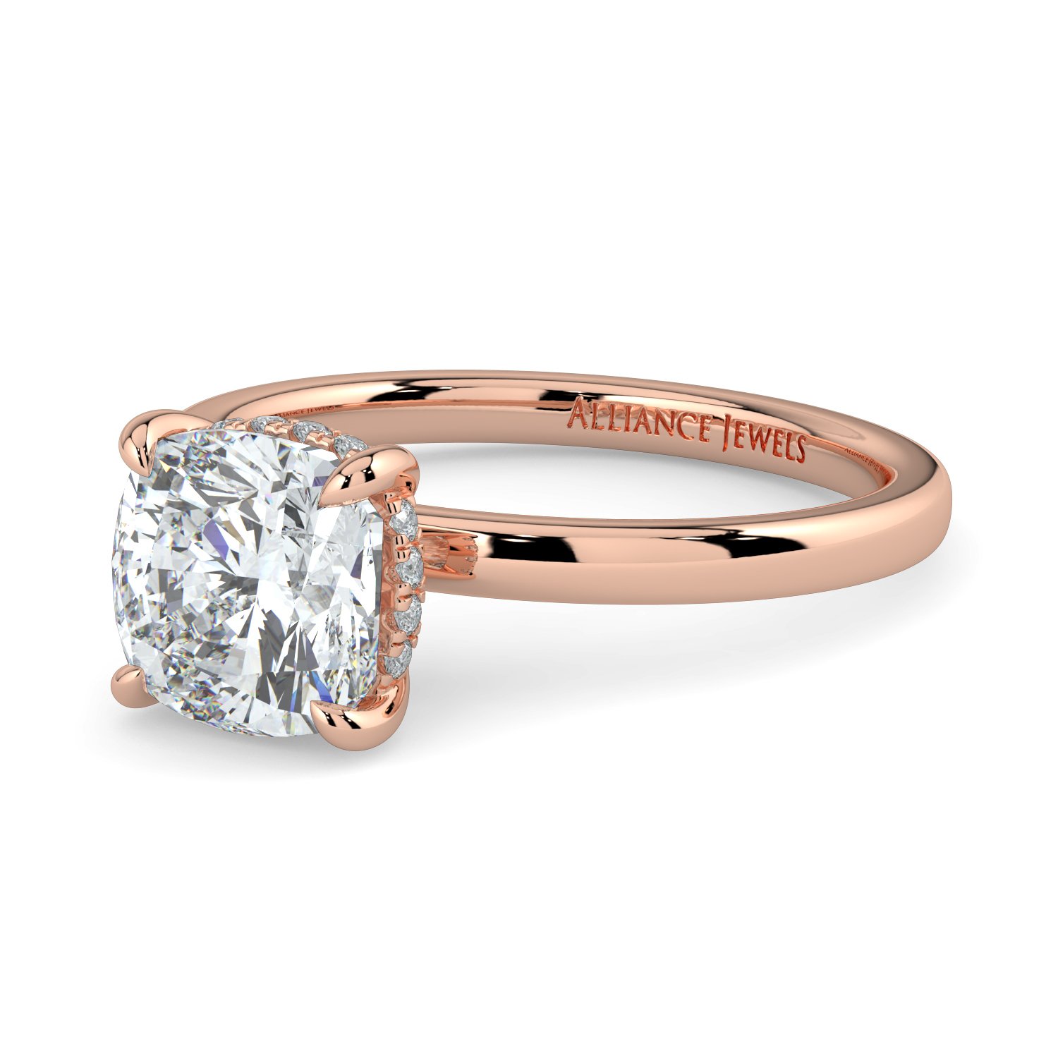 Cushion Hidden Halo Engagement Ring