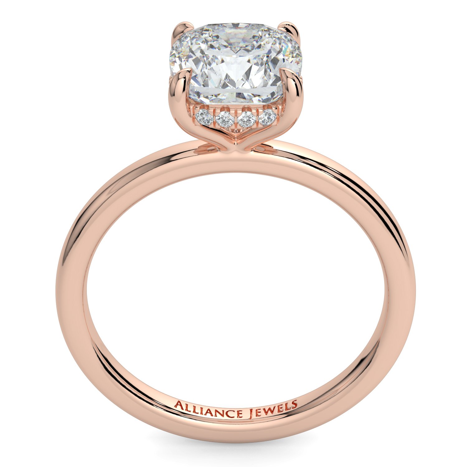 Cushion Hidden Halo Engagement Ring