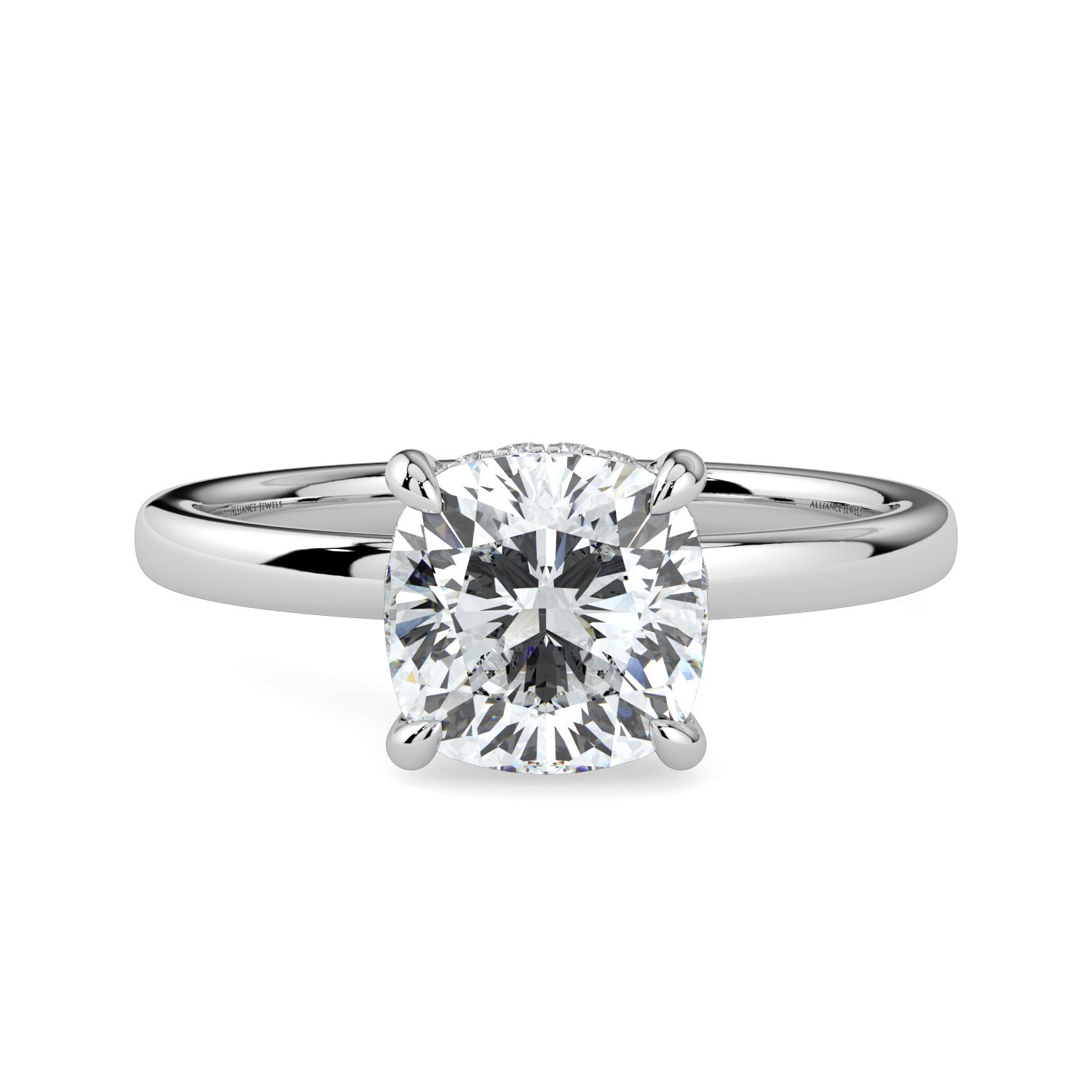 Cushion Hidden Halo Engagement Ring