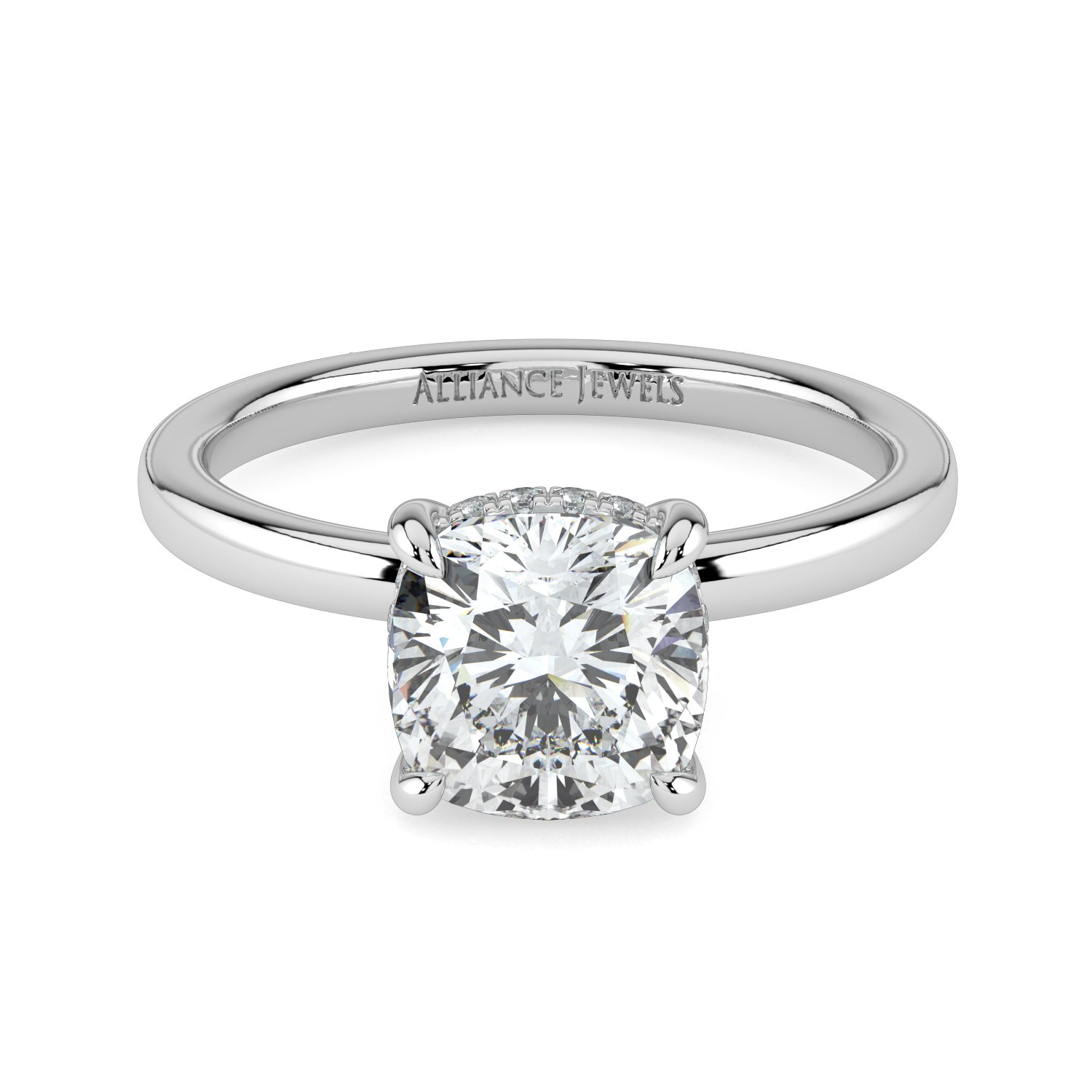 Cushion Hidden Halo Engagement Ring