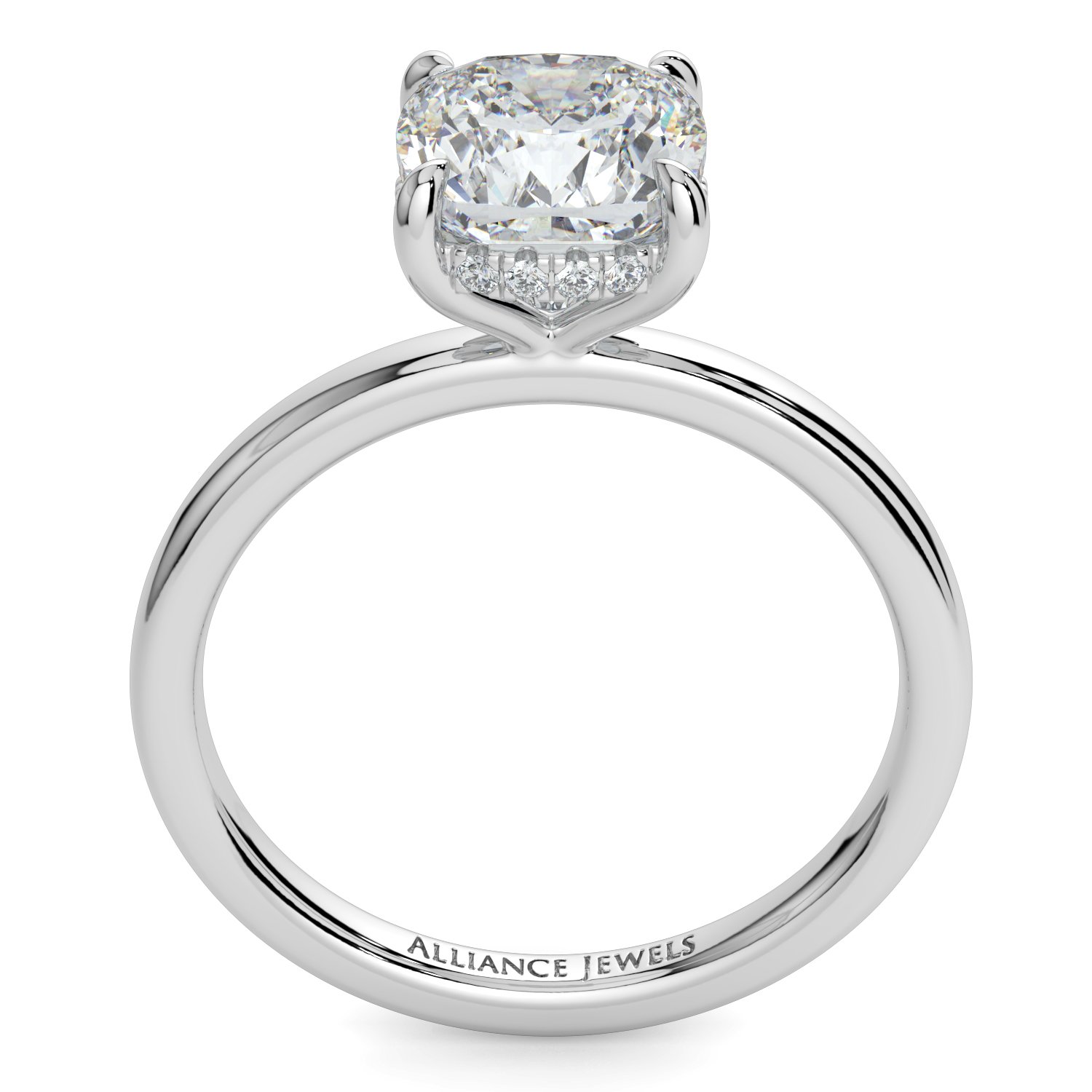 Cushion Hidden Halo Engagement Ring