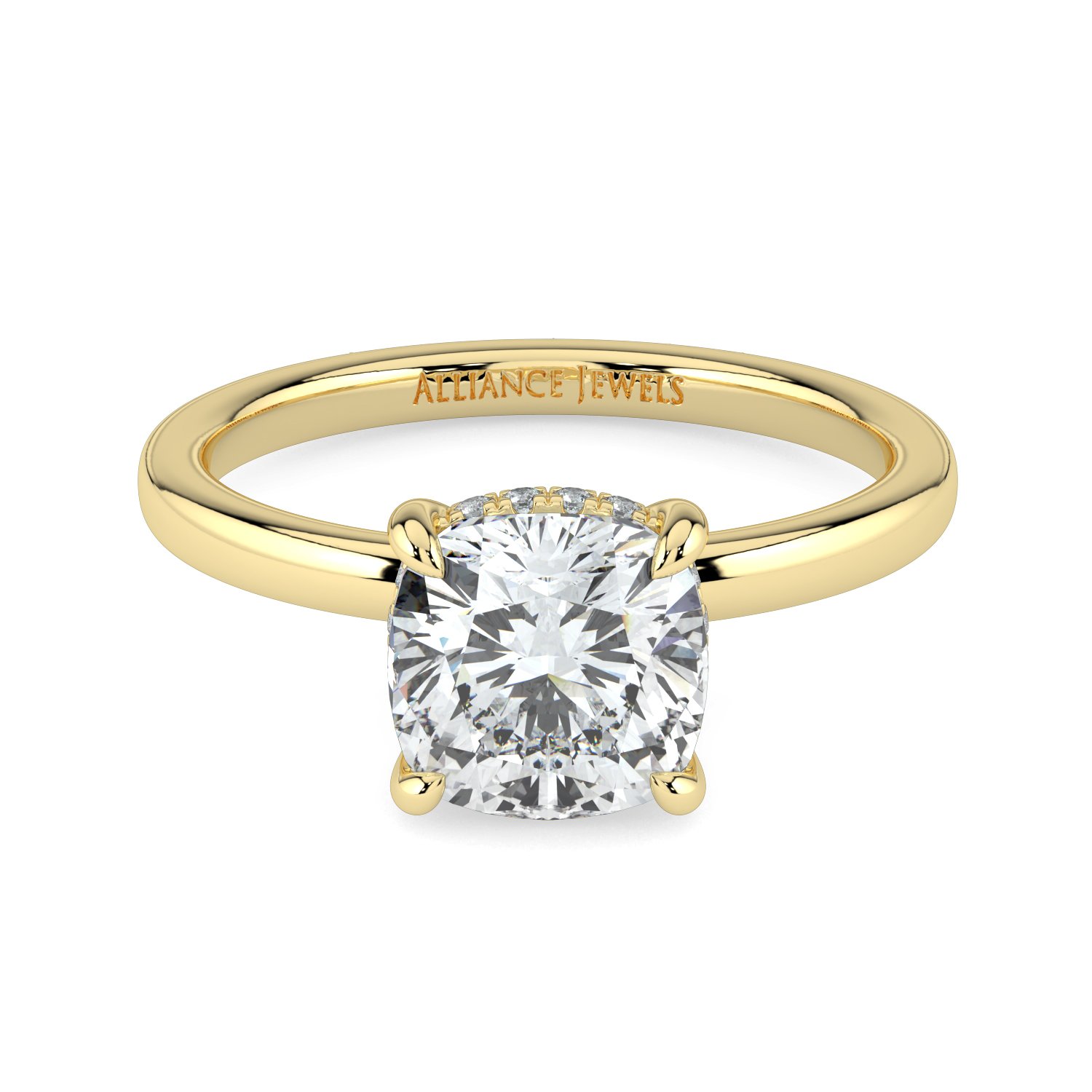 Cushion Hidden Halo Engagement Ring