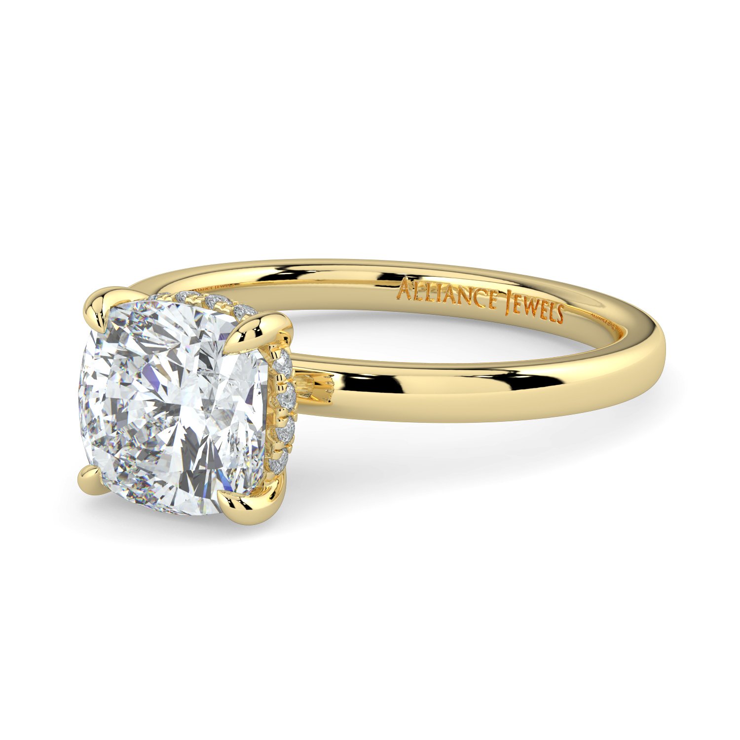 Cushion Hidden Halo Engagement Ring