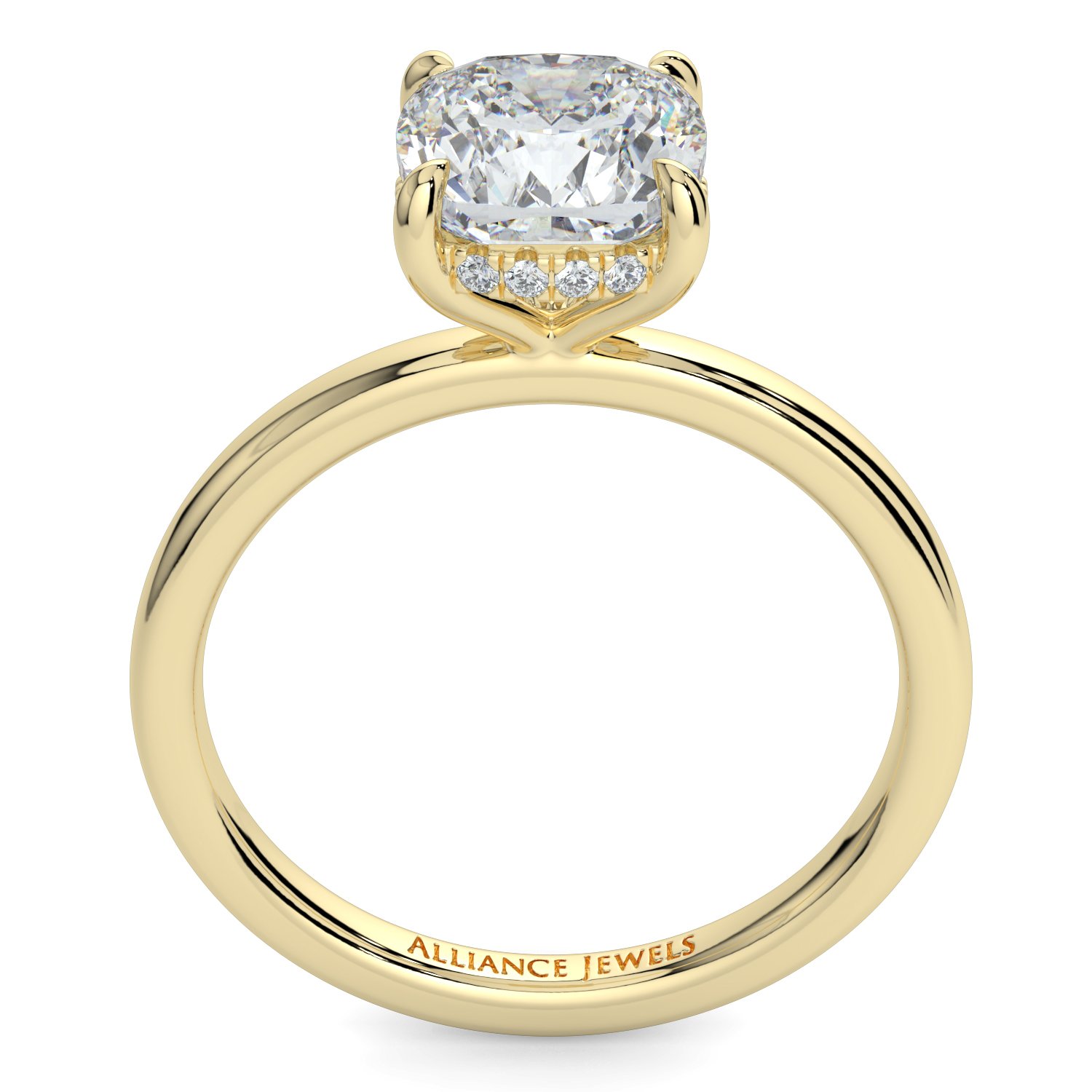 Cushion Hidden Halo Engagement Ring