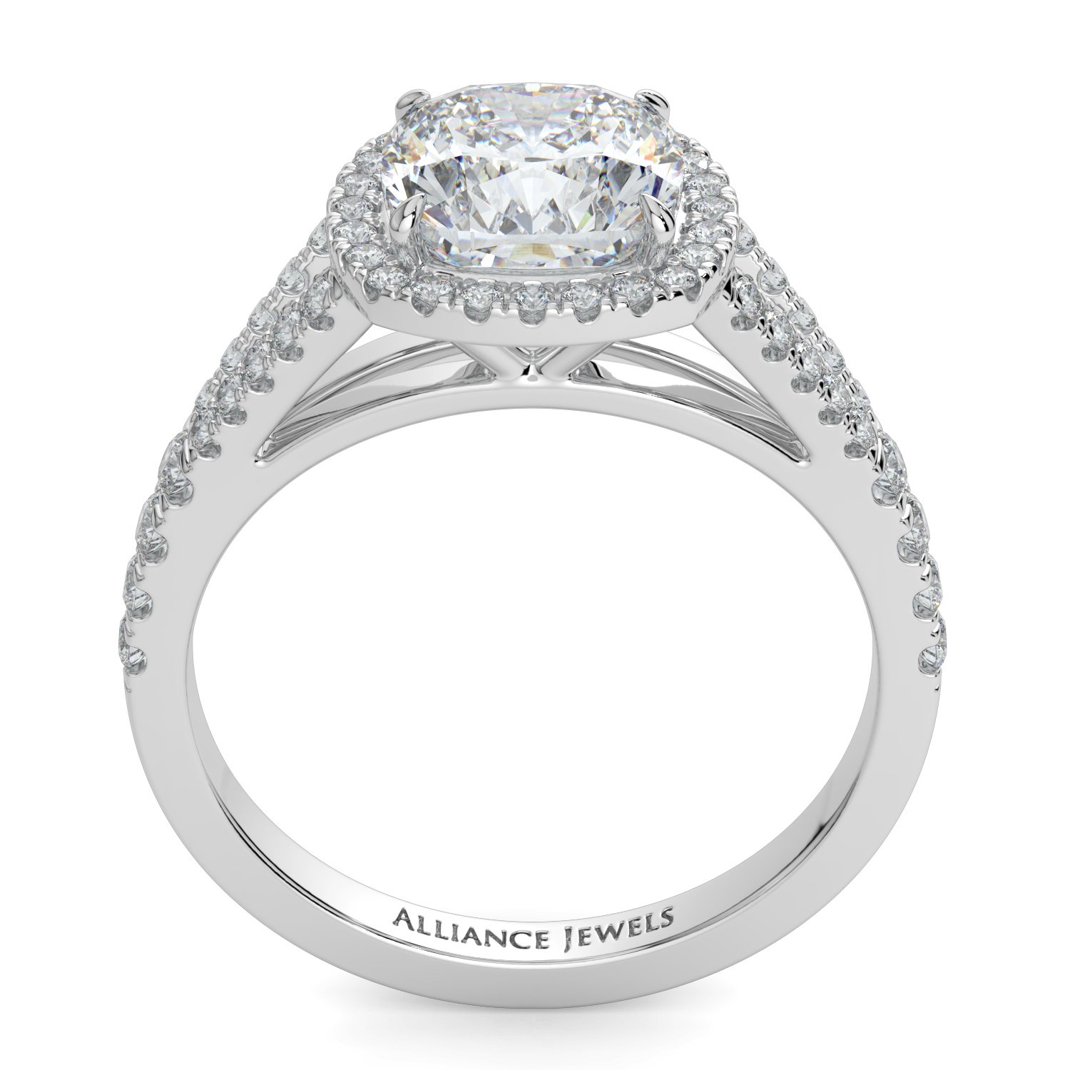 Cushion Halo Split Shank Engagement Ring