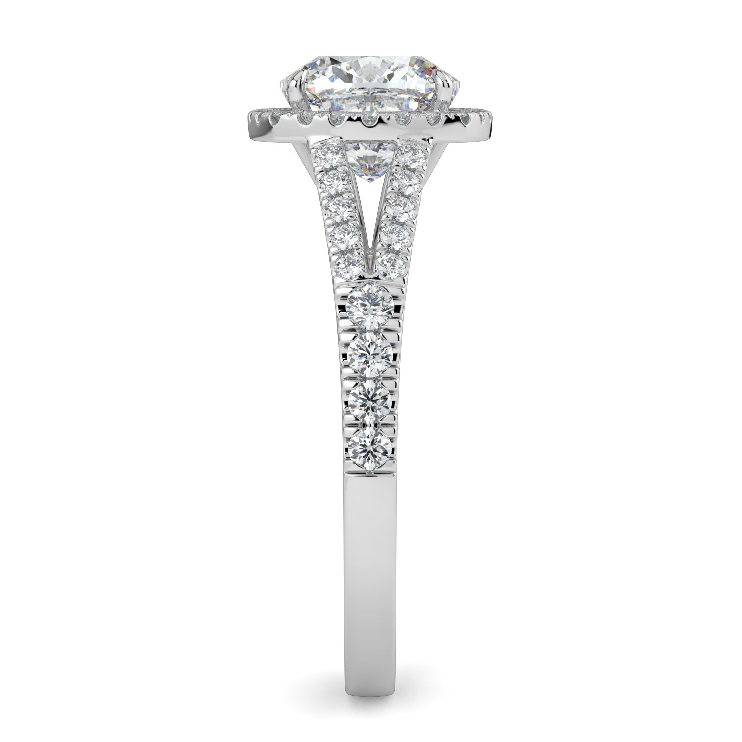 Cushion Halo Split Shank Engagement Ring