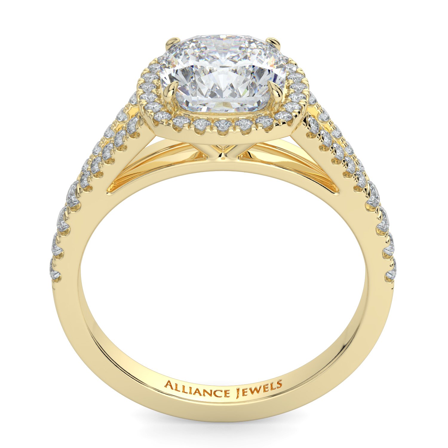 Cushion Halo Split Shank Engagement Ring