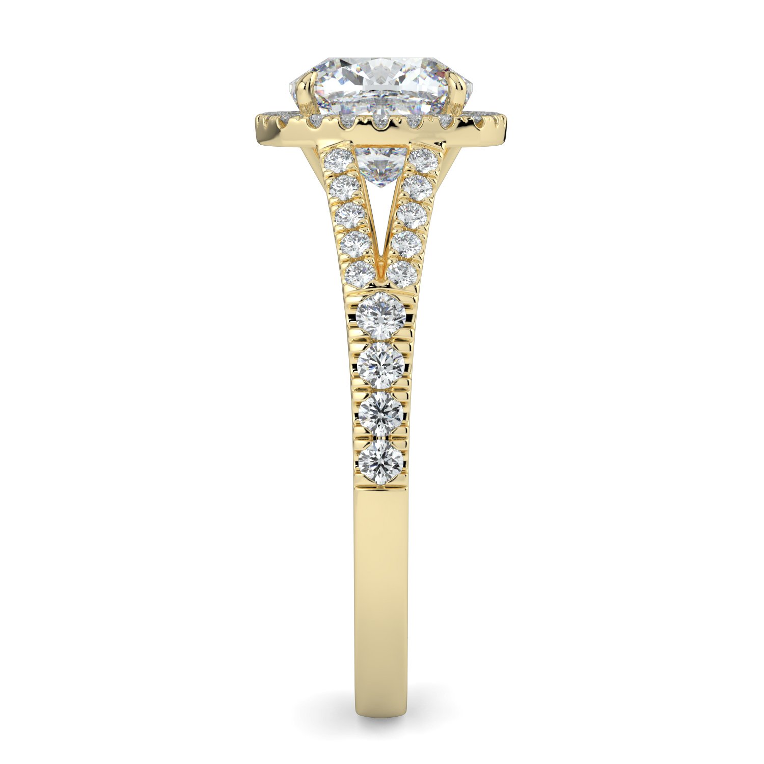 Cushion Halo Split Shank Engagement Ring