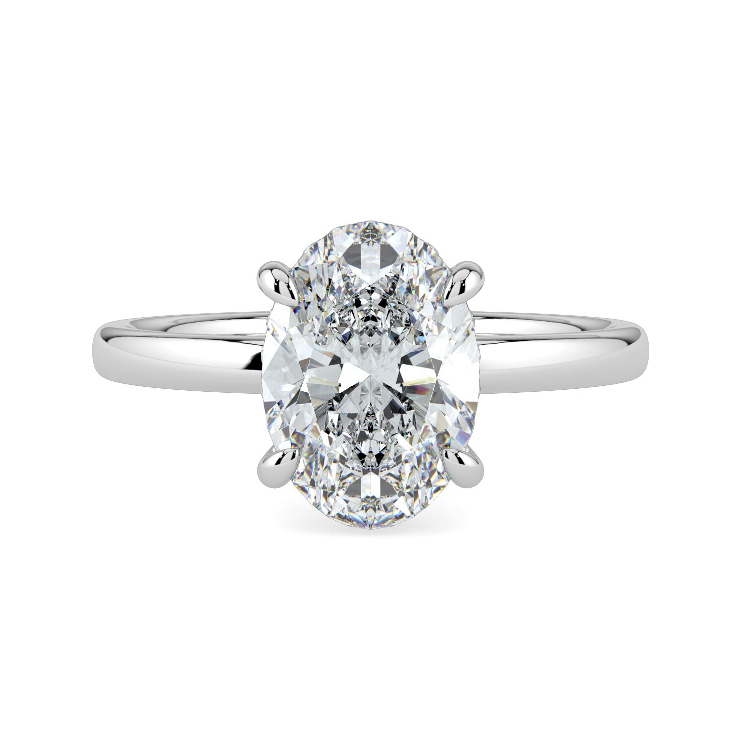 Oval Hidden Halo Engagement Ring