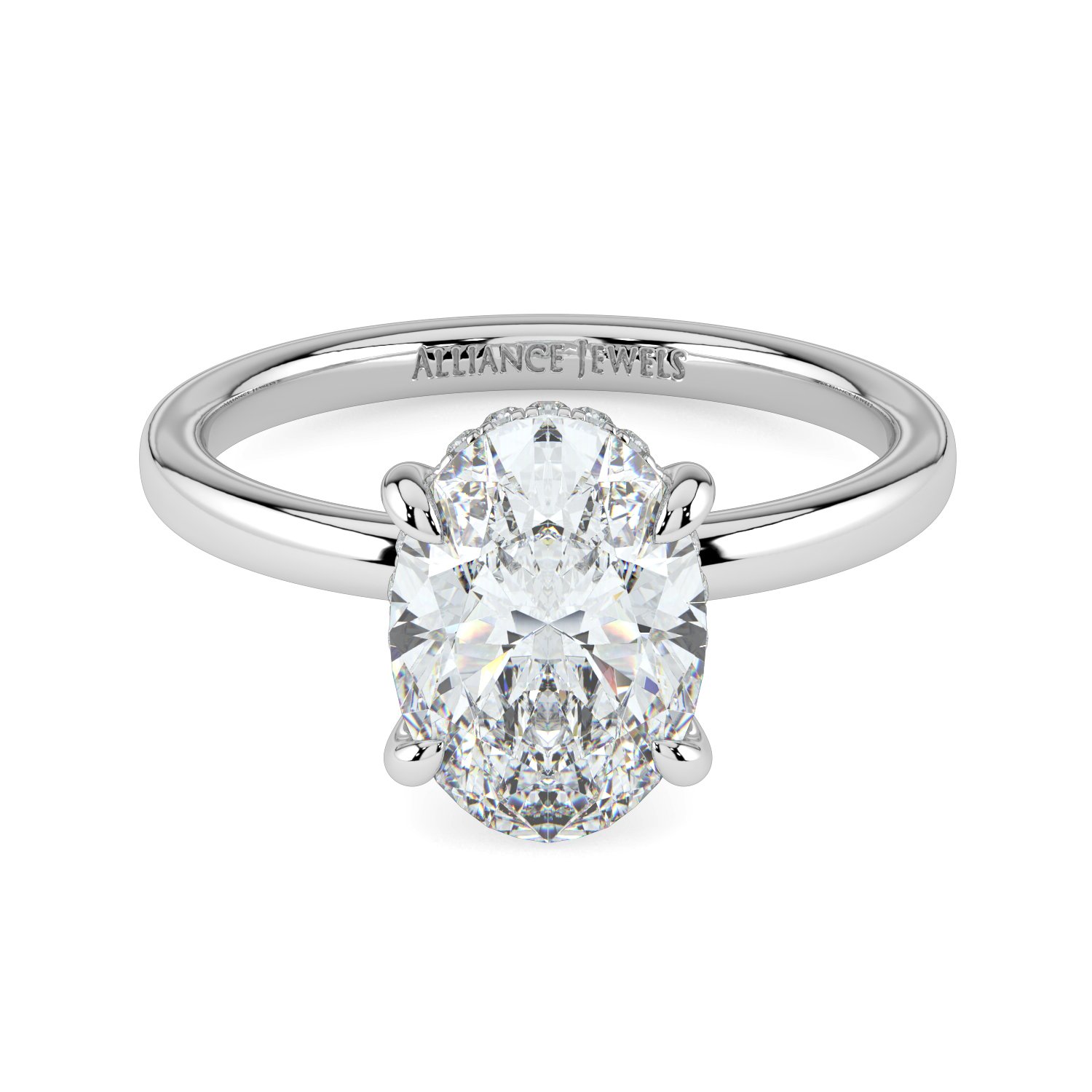 Oval Hidden Halo Engagement Ring