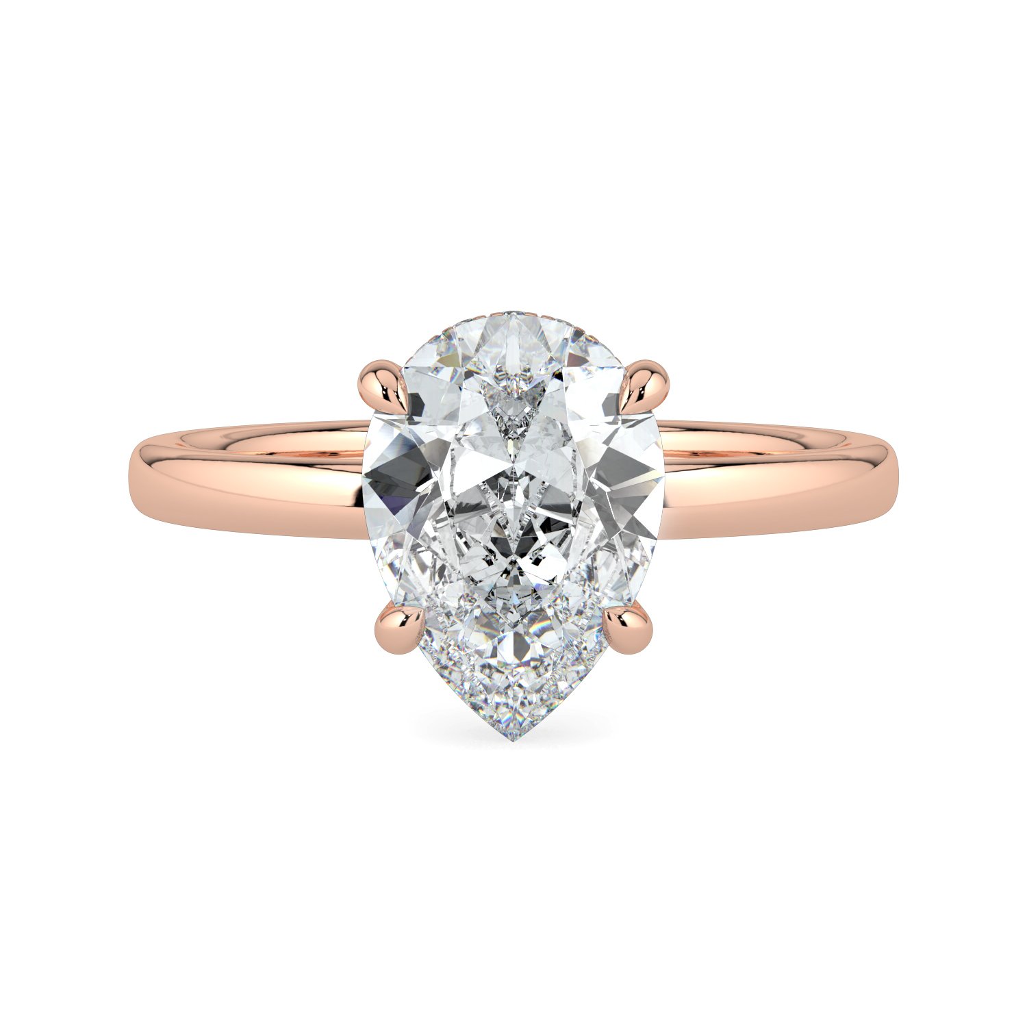 Pear Hidden Halo Engagement Ring